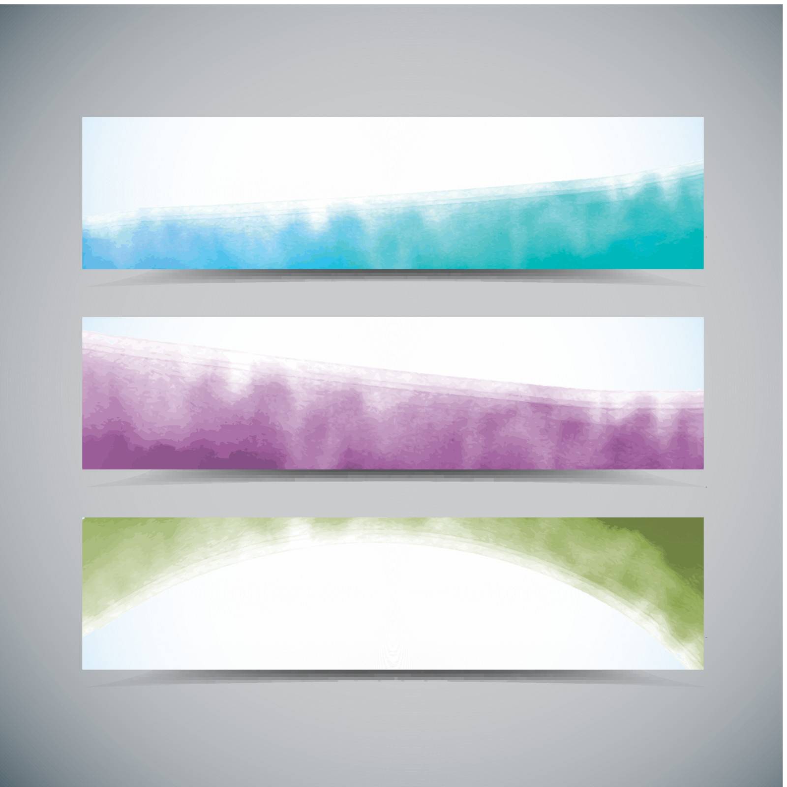 Set of watercolor banners, eps10 vector illustration