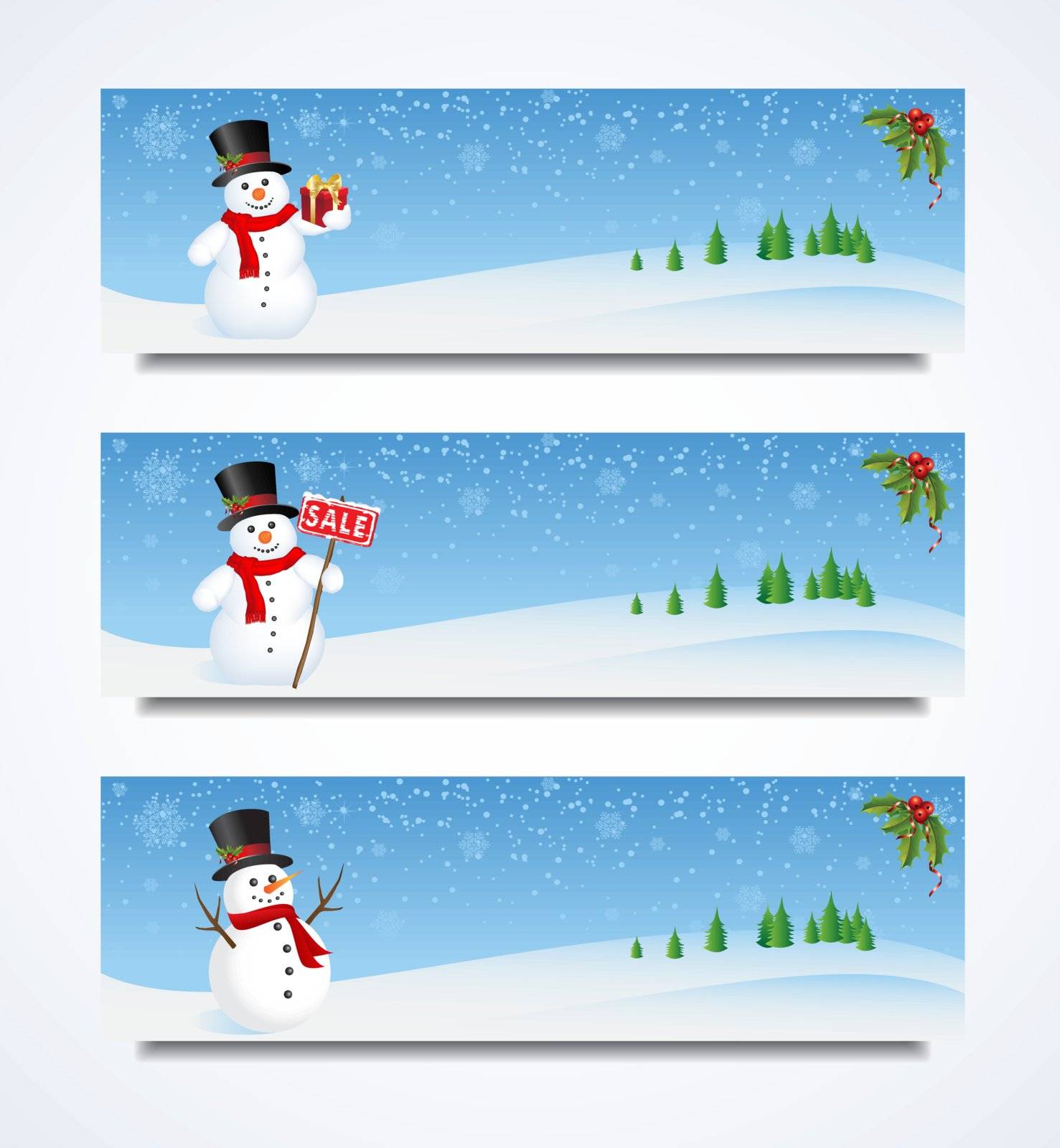 Vector collection set of Snowman headers for Christmas. / Snowman Header