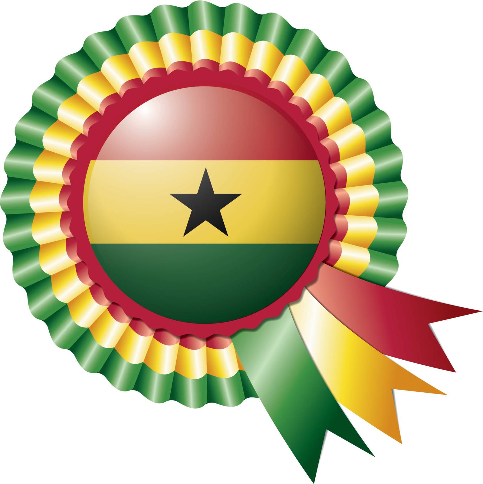 Ghana detailed silk rosette flag, eps10 vector illustration