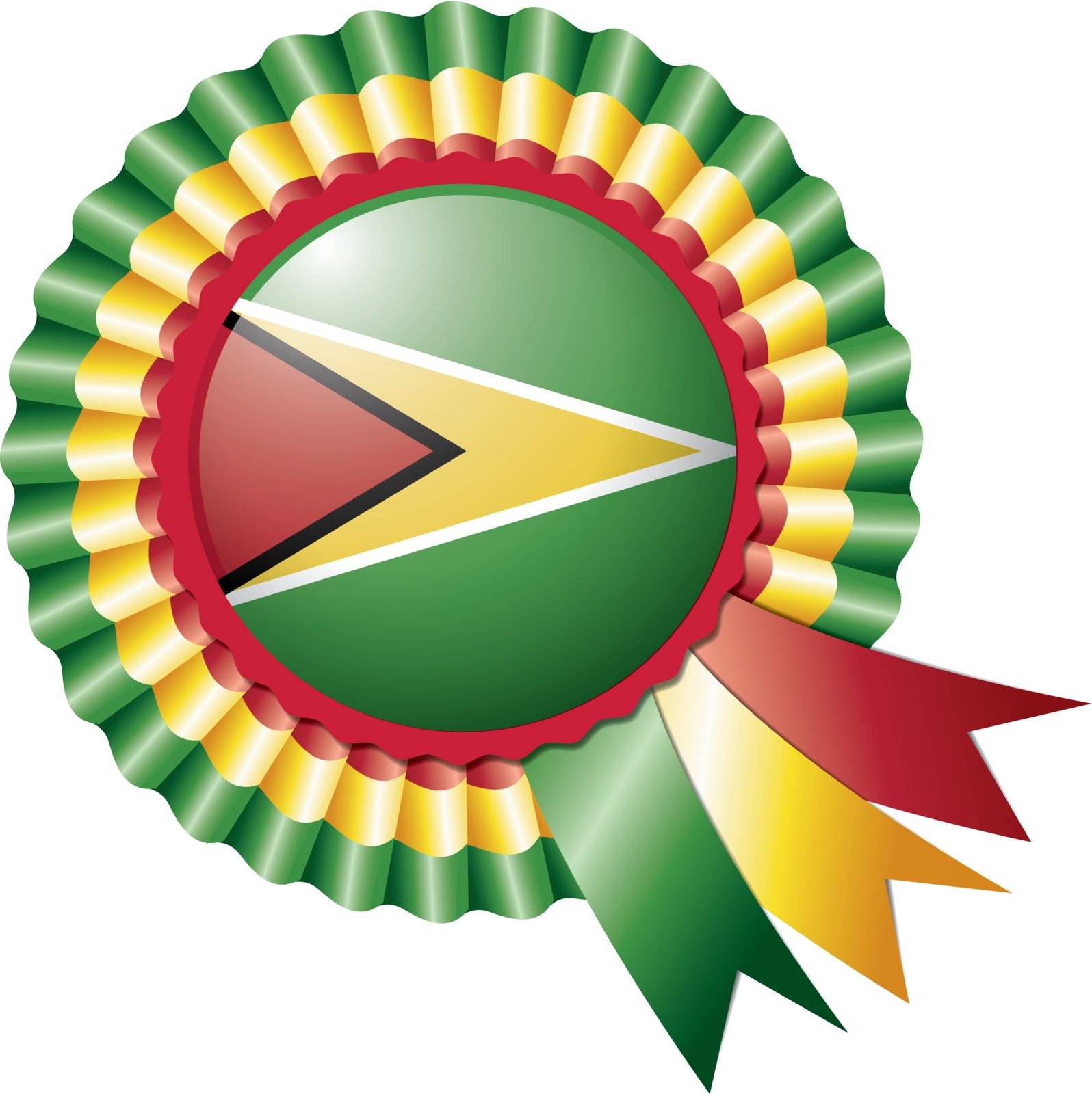 Guyana detailed silk rosette flag, eps10 vector illustration