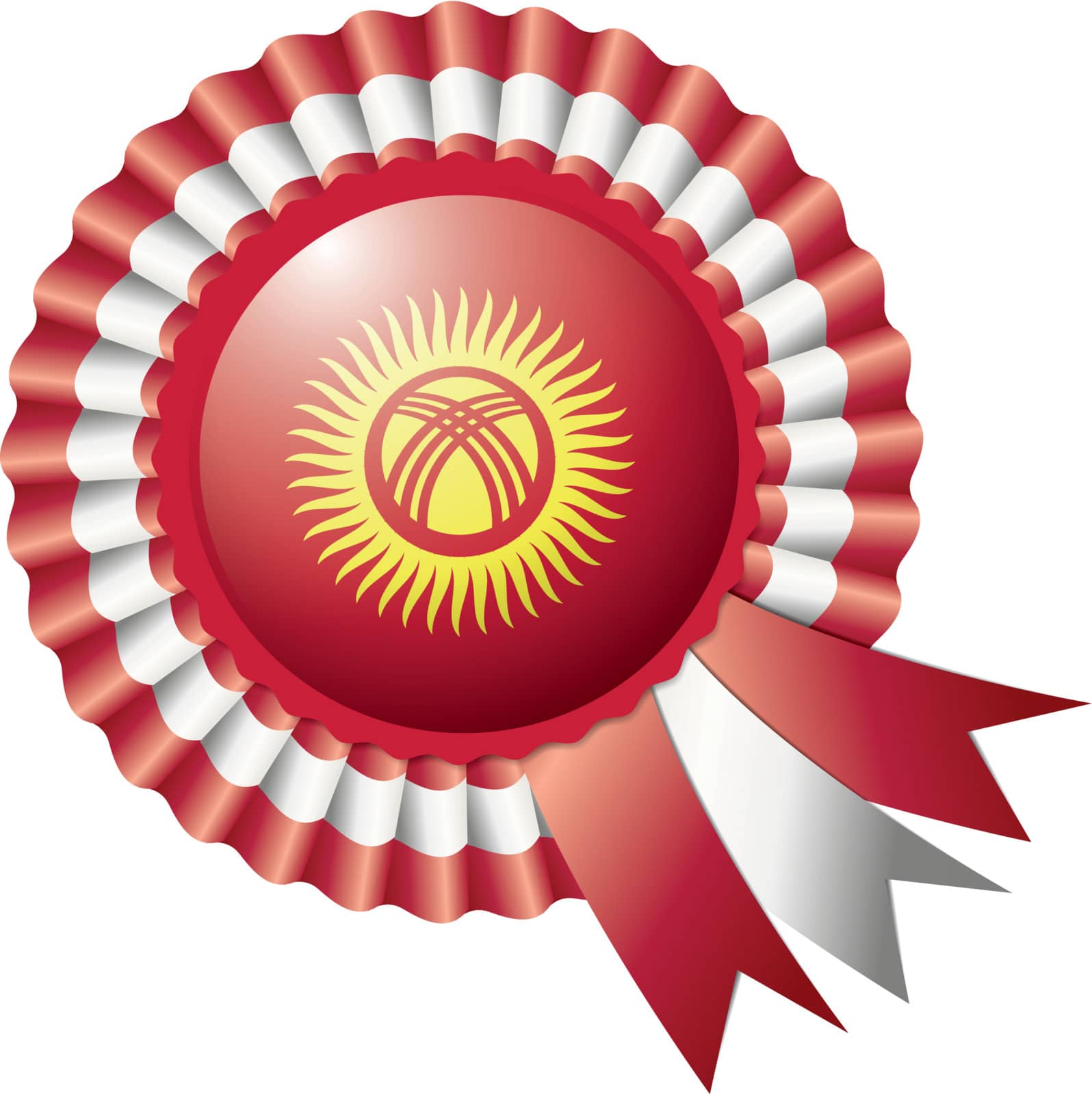 Kyrgyzstan detailed silk rosette flag, eps10 vector illustration
