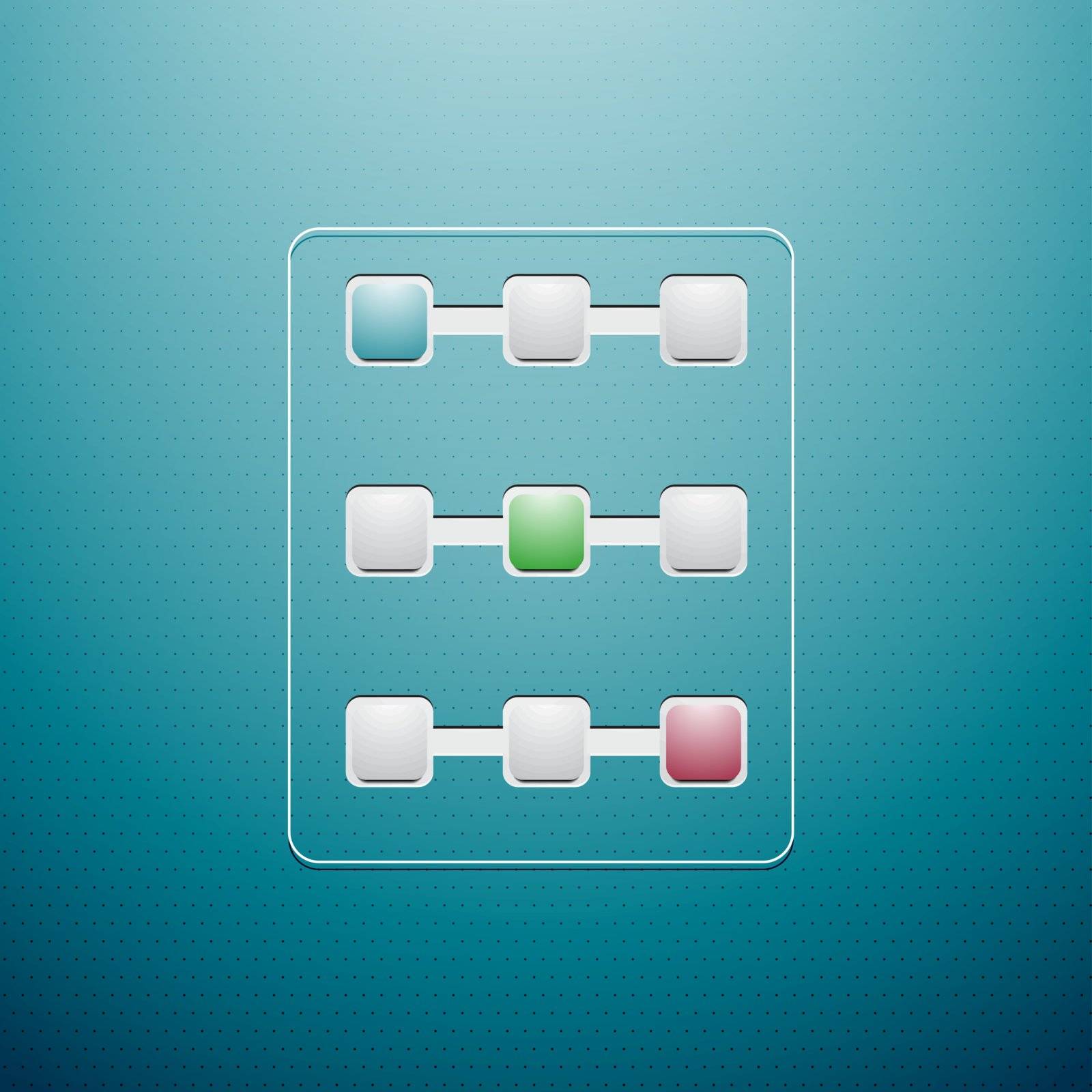 Blue progress UI control panel. 1,2,3, Done! Vector illustration