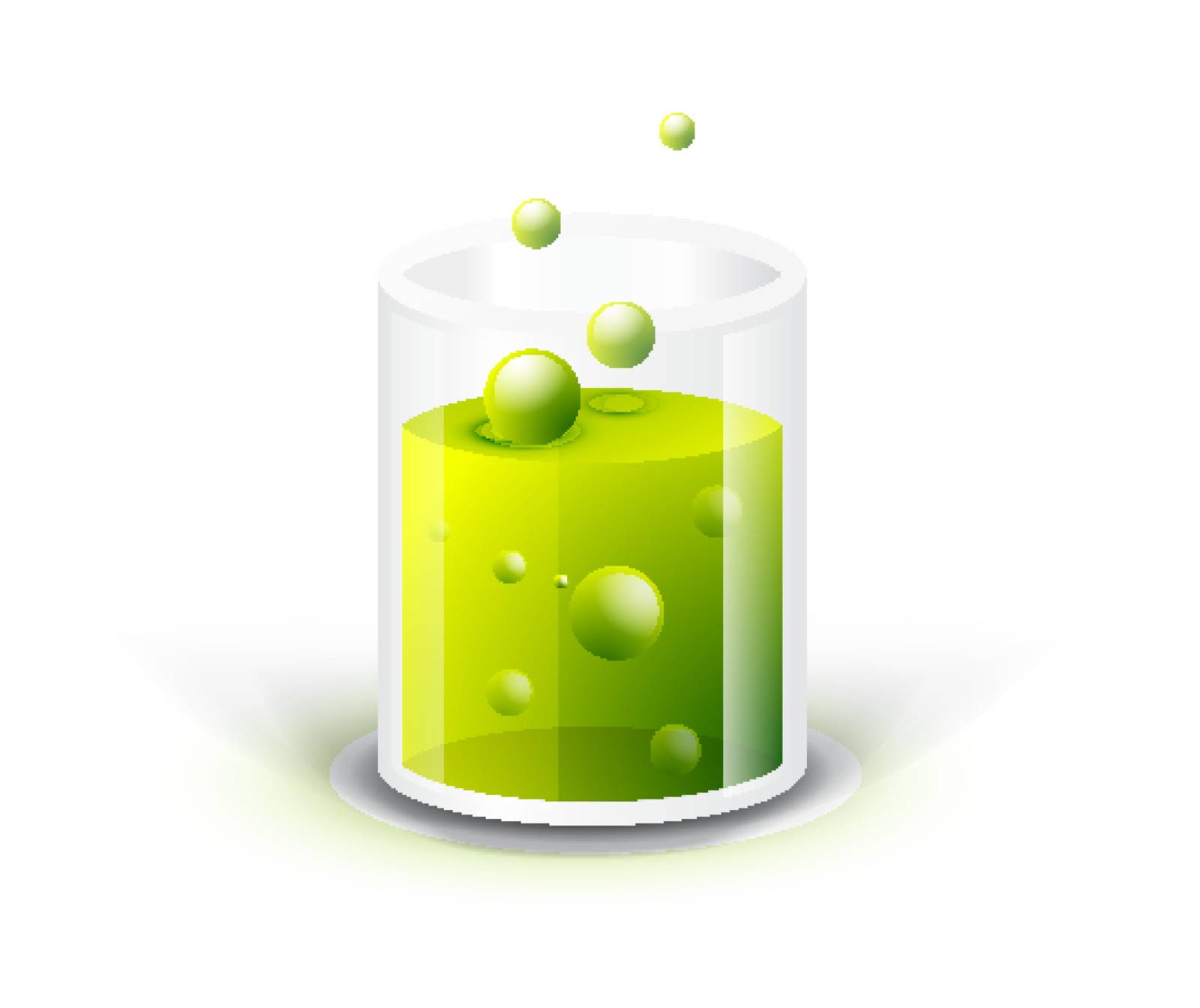 Glass vessel with green fluid. Chemistry concept illustration