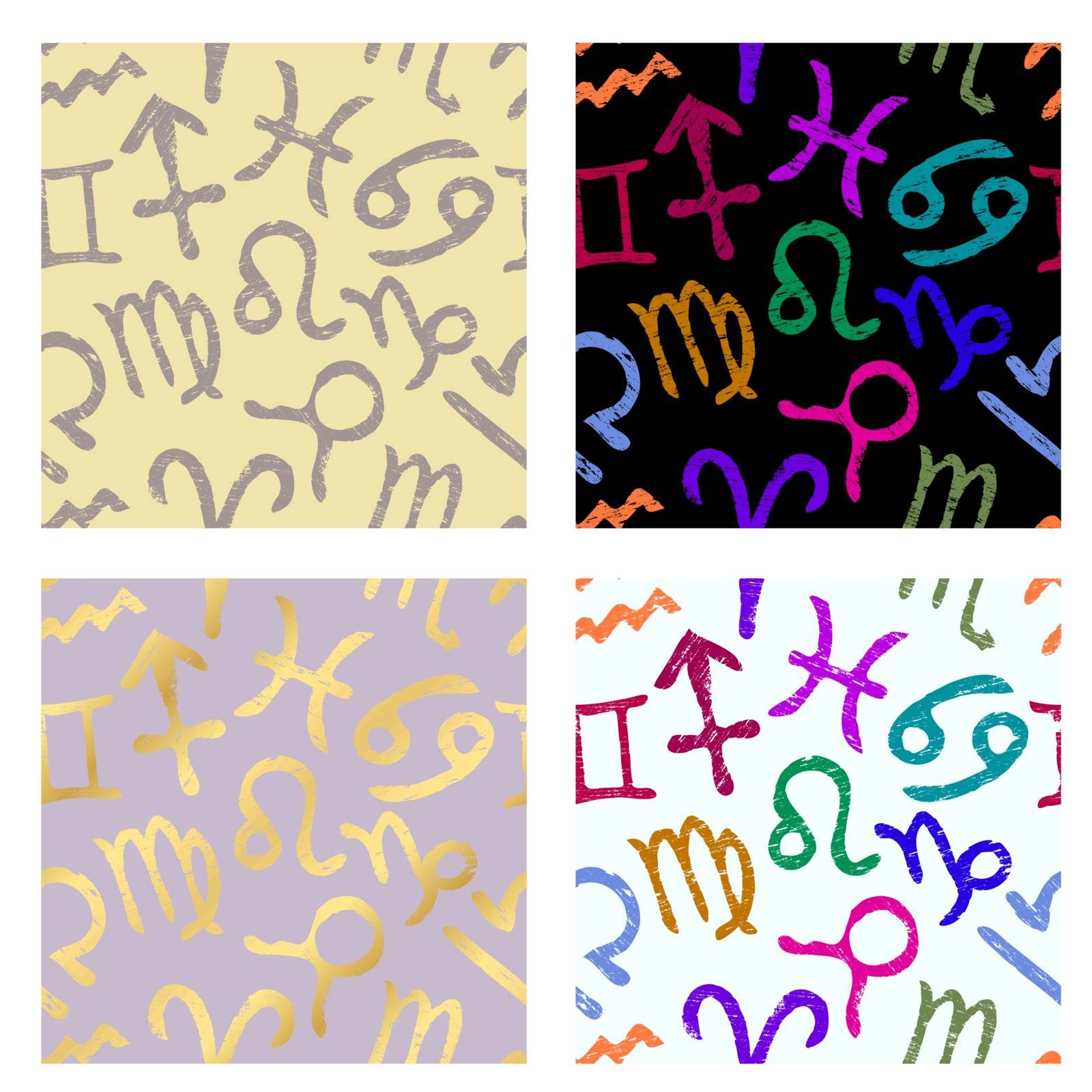 Different colored repeating star signs. Vector background