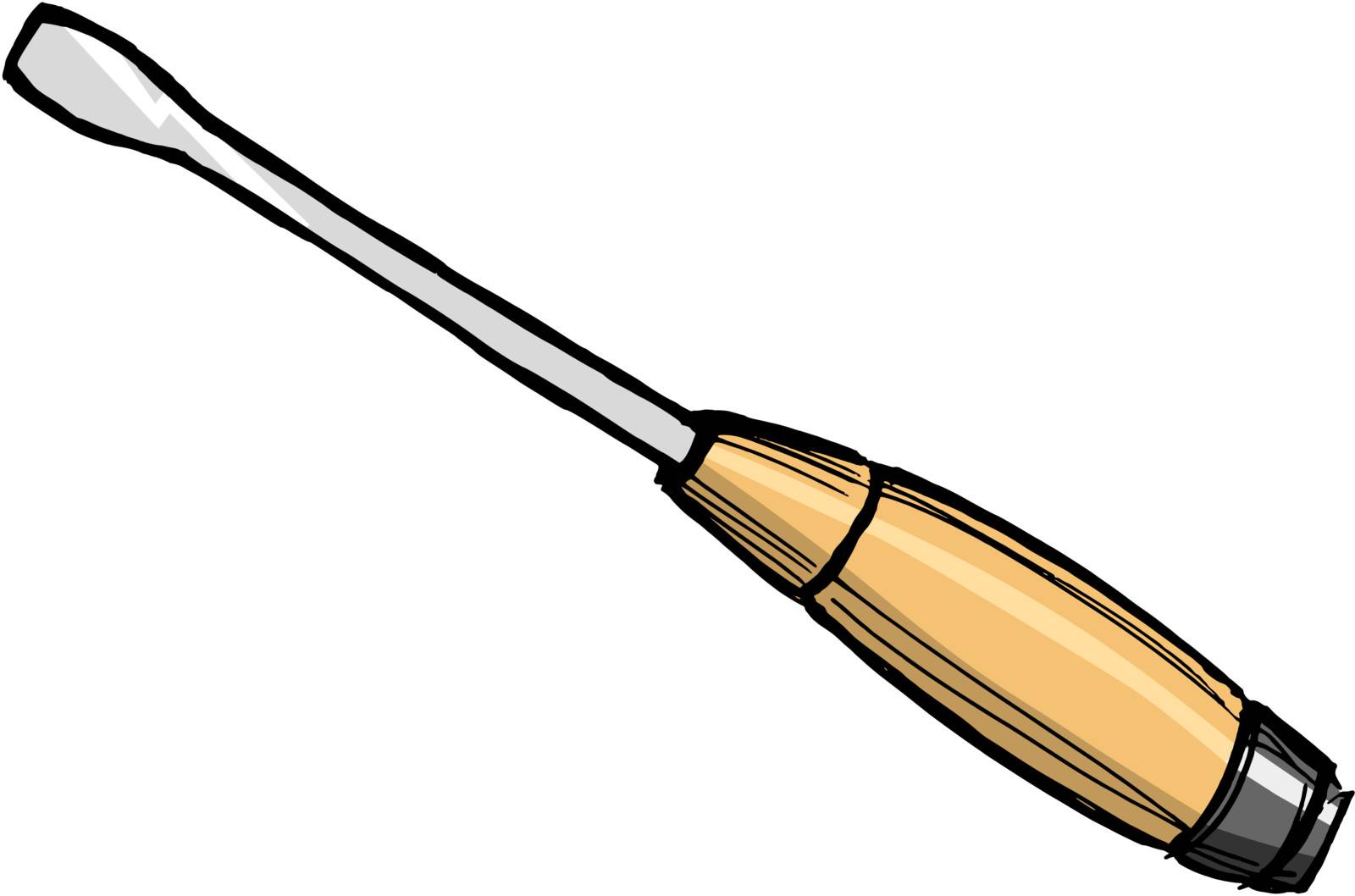 Hand drawn illustration of a screwdriver on white