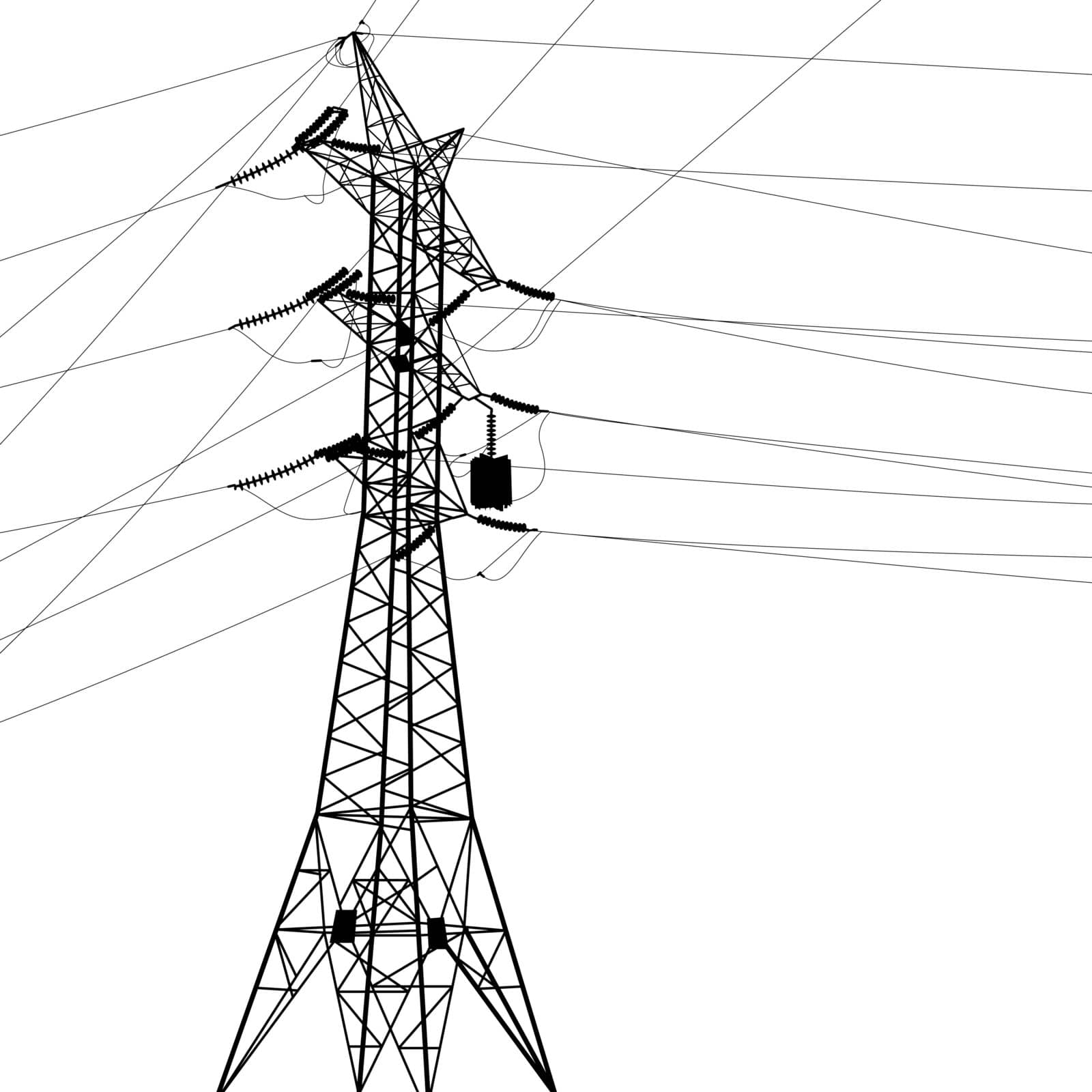 Silhouette of high voltage power lines. by aarrows