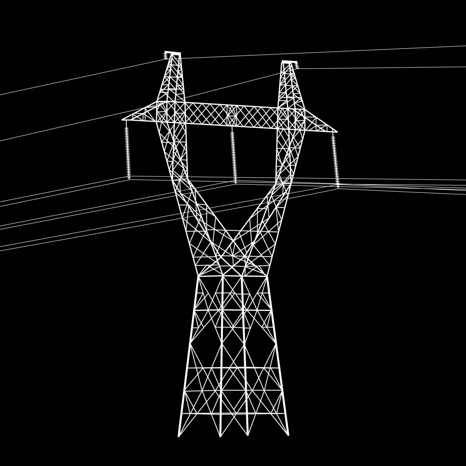 Silhouette of high voltage power lines. Vector illustration. by aarrows