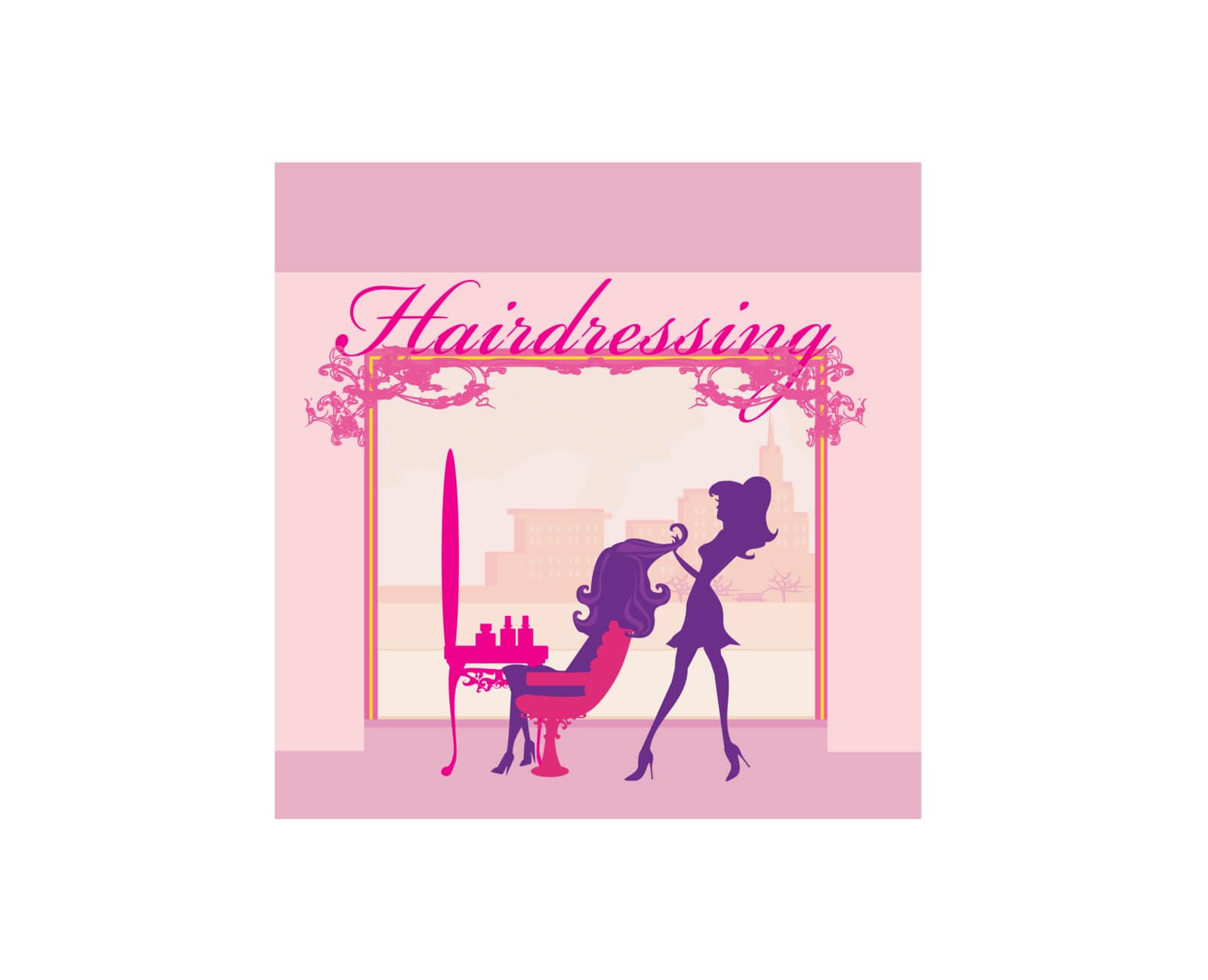 Vector illustration of the beautiful woman in hairdressing salo by JackyBrown