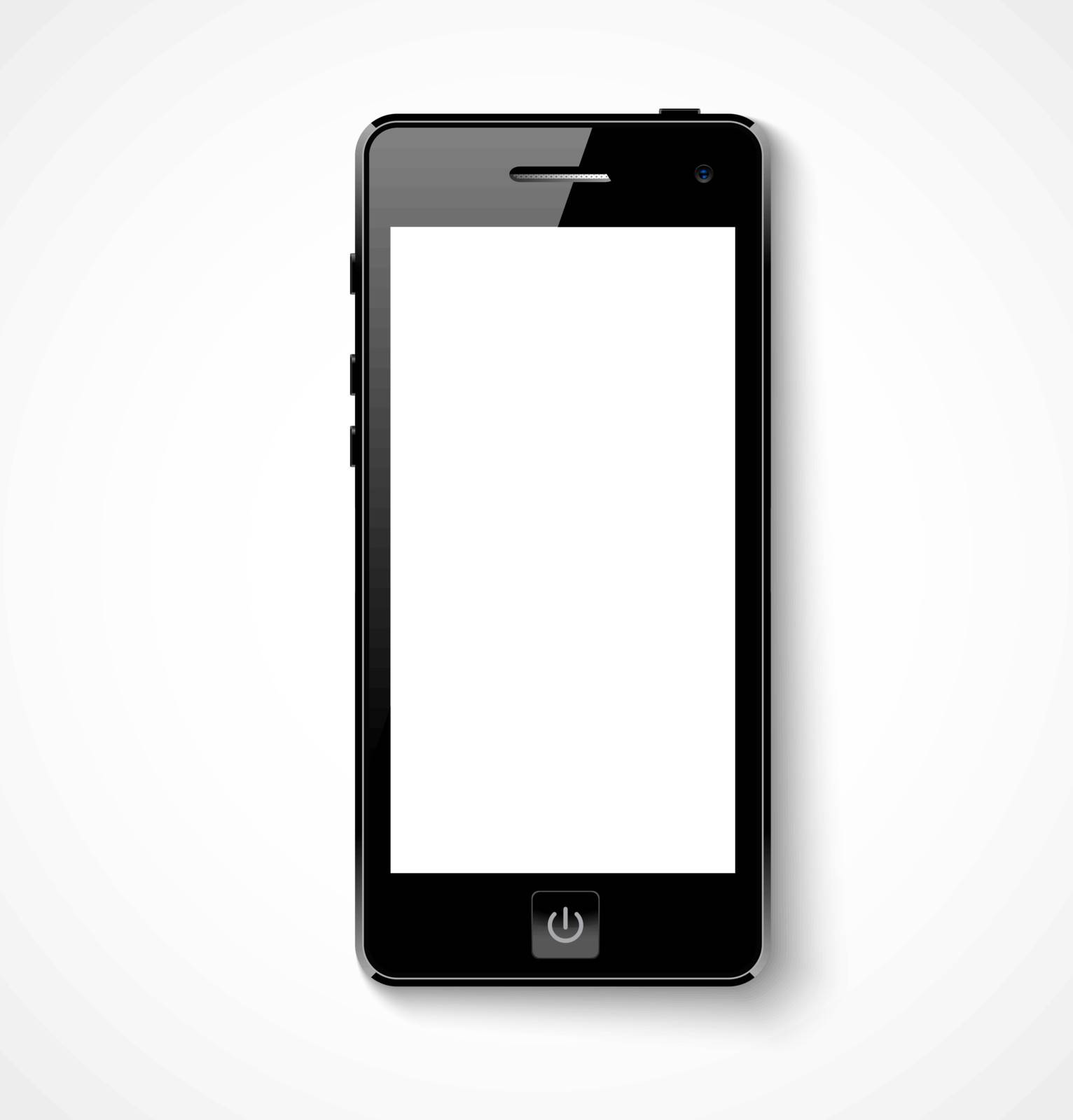 Mobile phone with white screen. Vector illustration