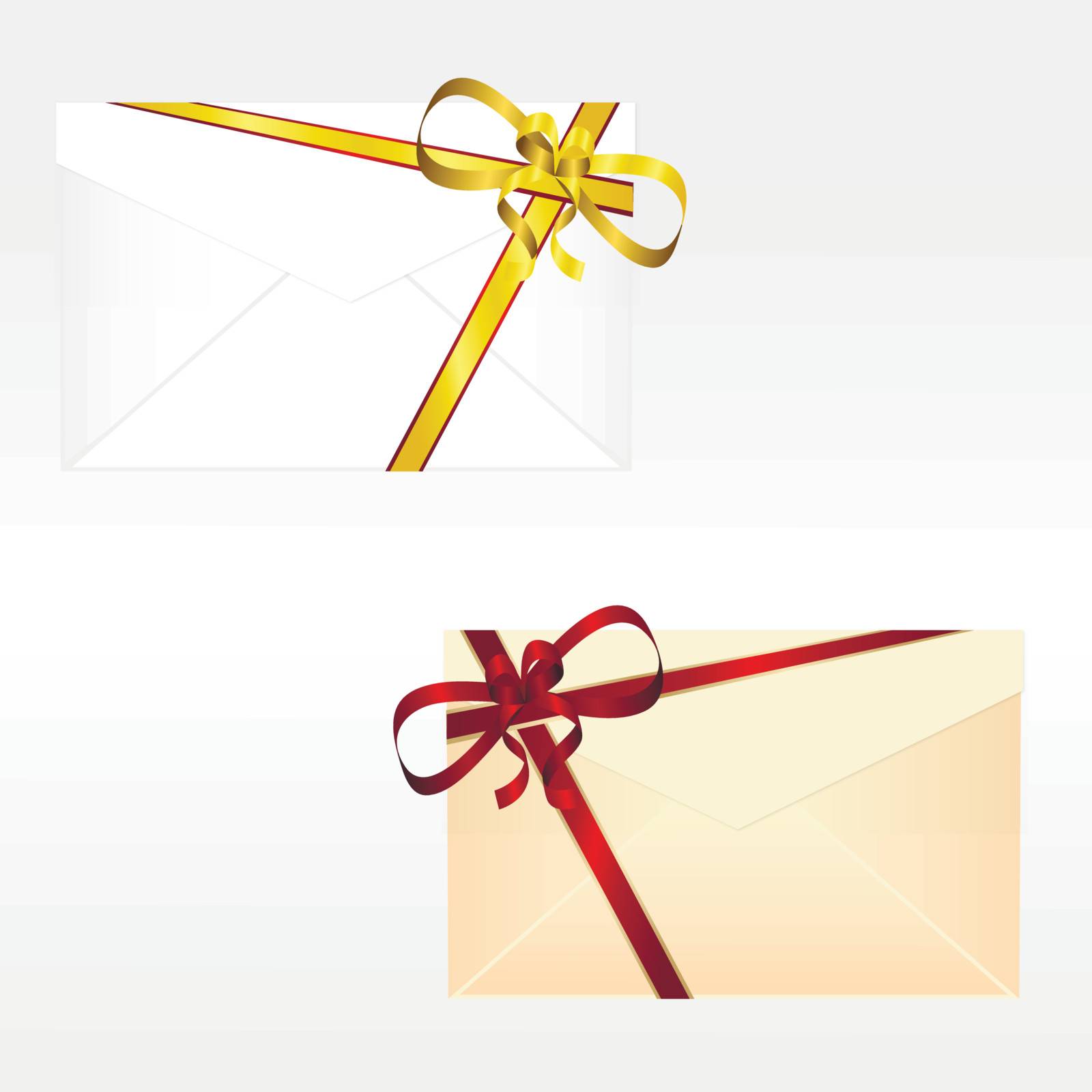 Vector illustration of festive envelopes with ribbons