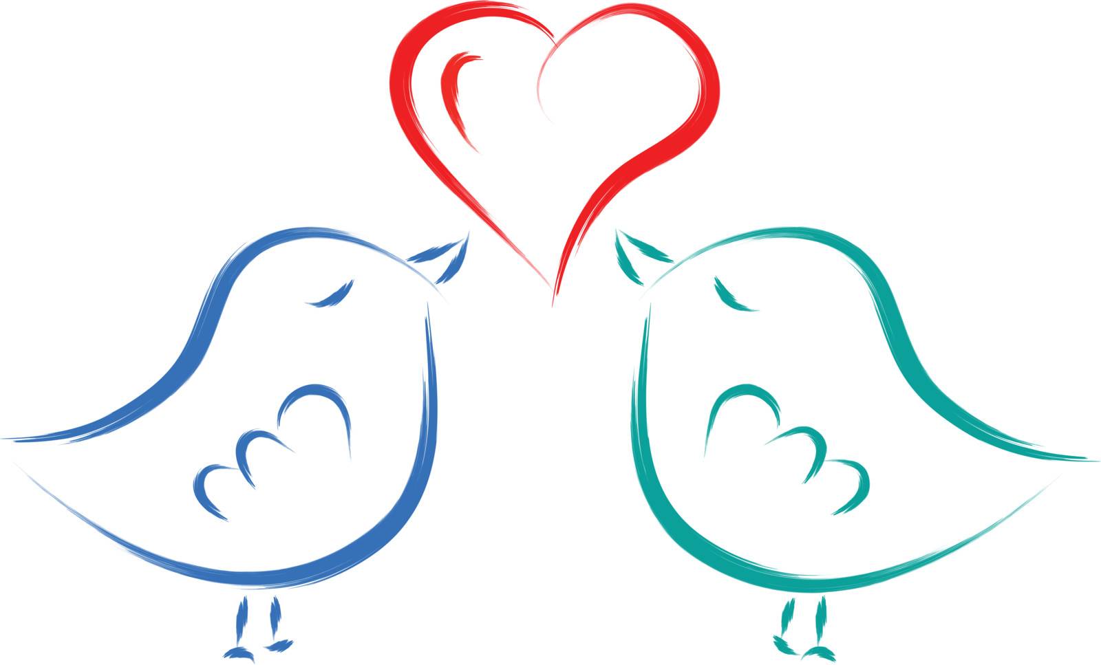 love birds with heart