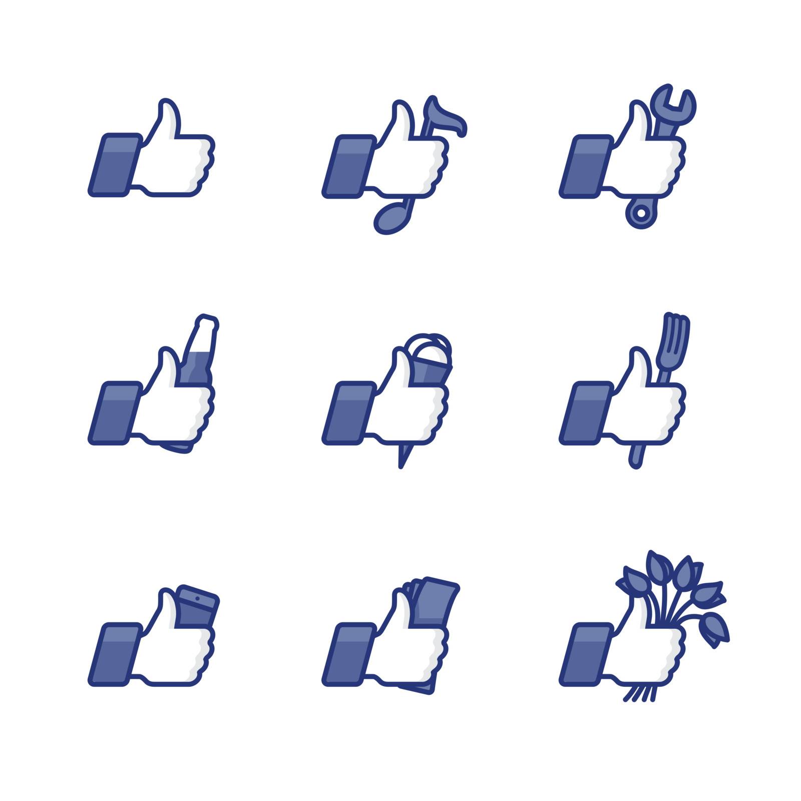 Thumbs Up icons set, vector Eps8 image by ikopylov