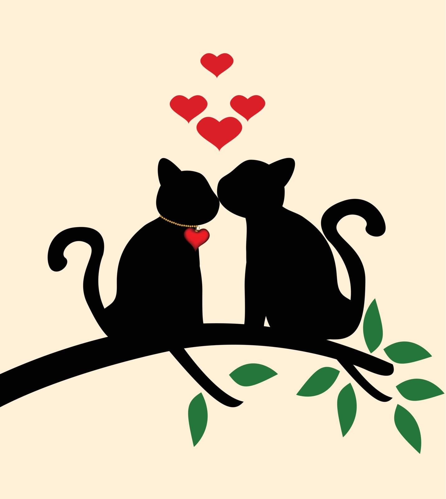 vector illustration of Cat love story