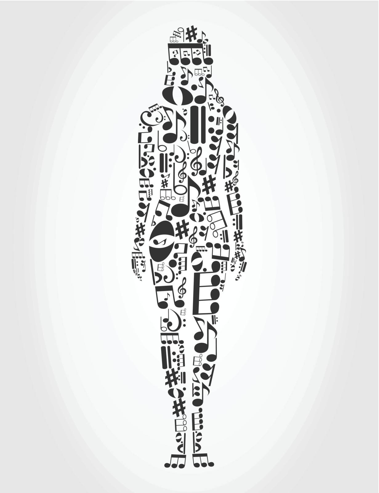 The girl made of musical notes. A vector illustration