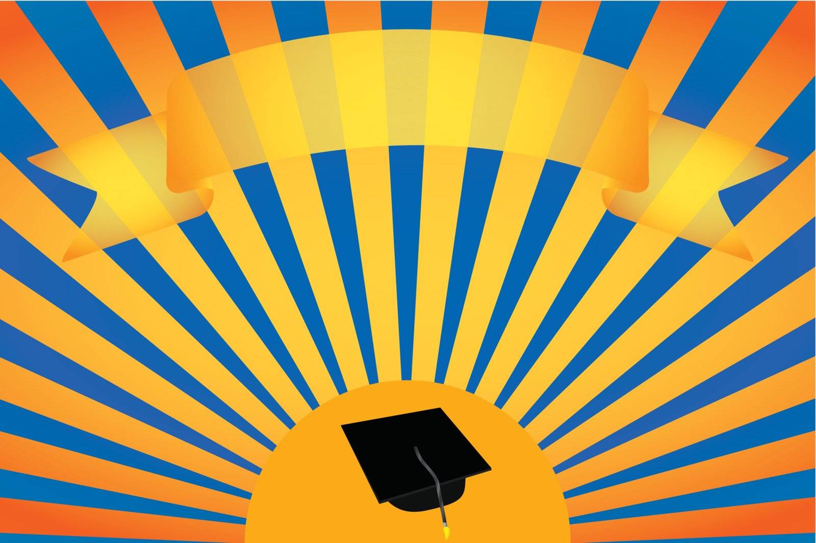 vector background with scroll banner and academic hat