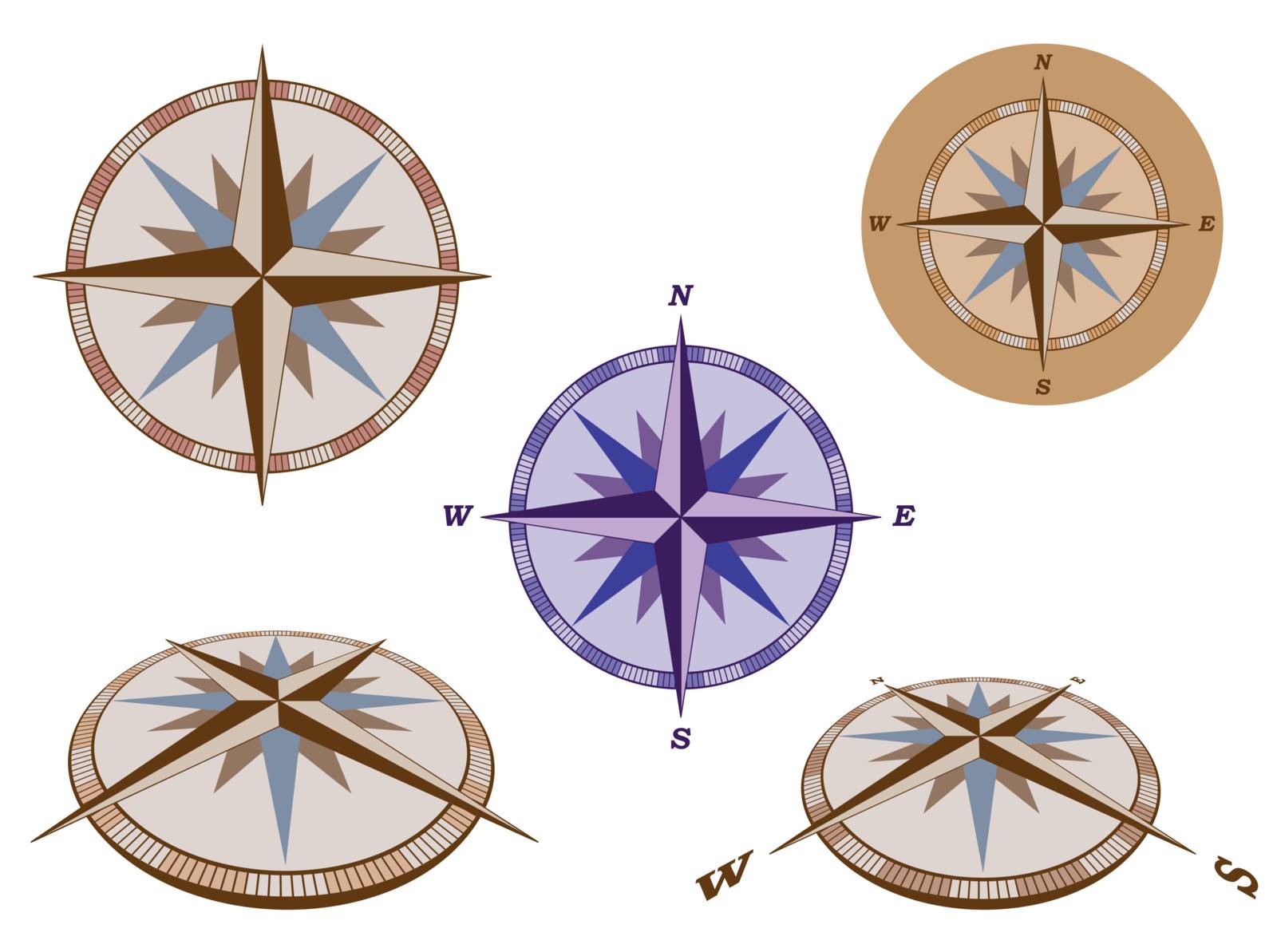 set of retro compasses vector illustration