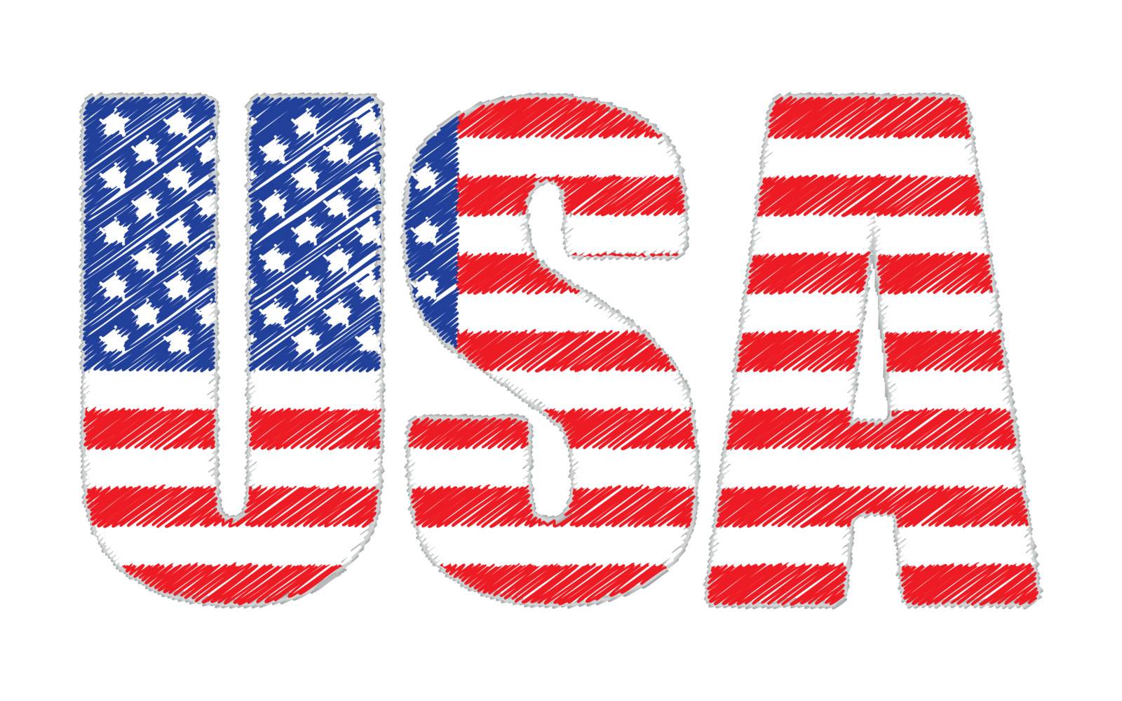 USA made of scribbled United States flag vector illustration