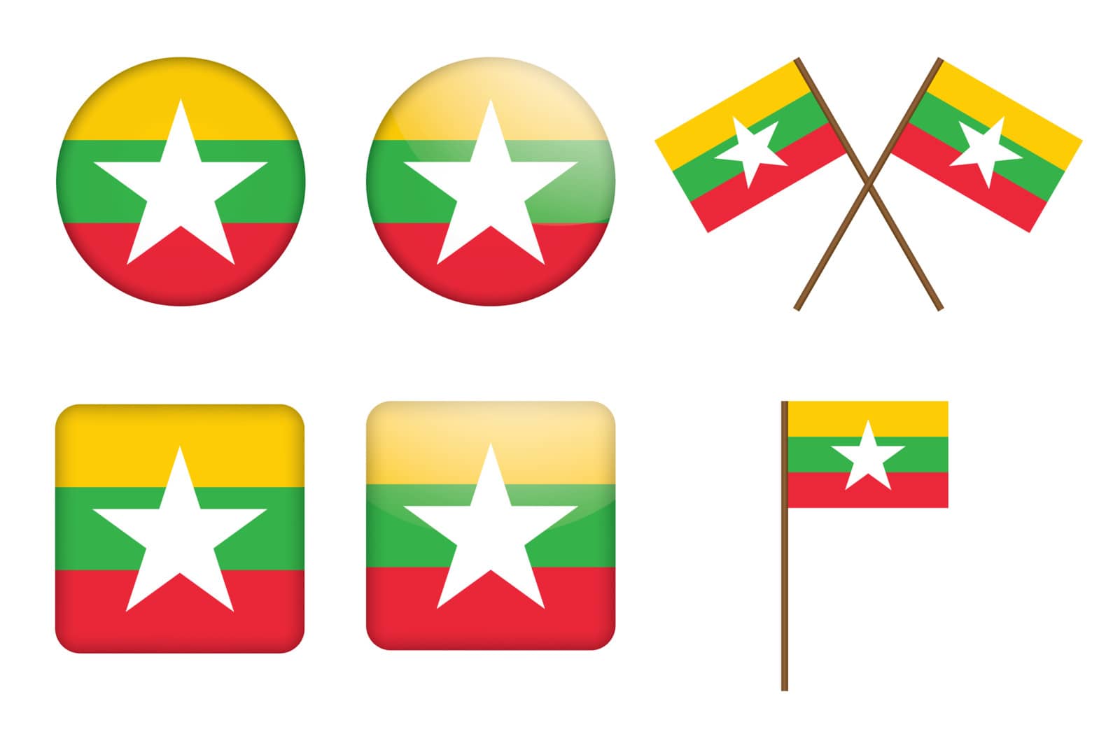 set of badges with flag of Burma vector illustration