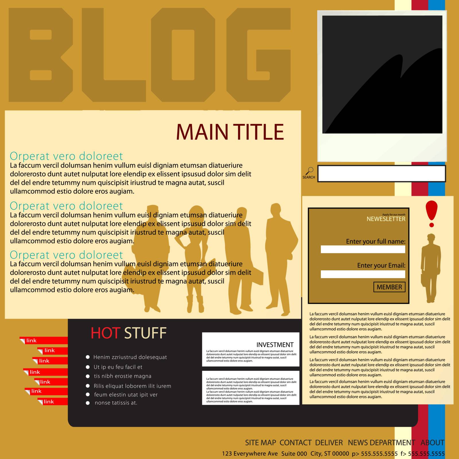 Blog page design layout, graphic art.