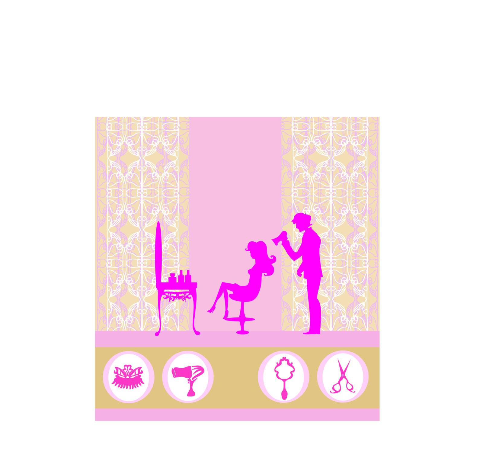 beautiful woman silhouette in barber shop by JackyBrown