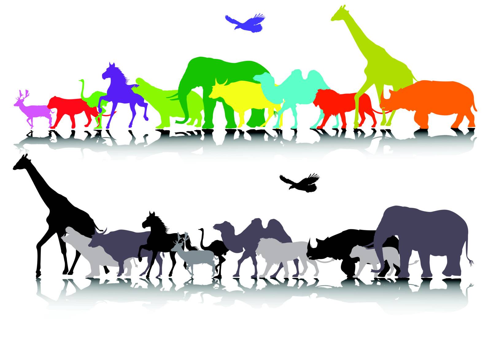 silhouette of wildlife safari by sujono