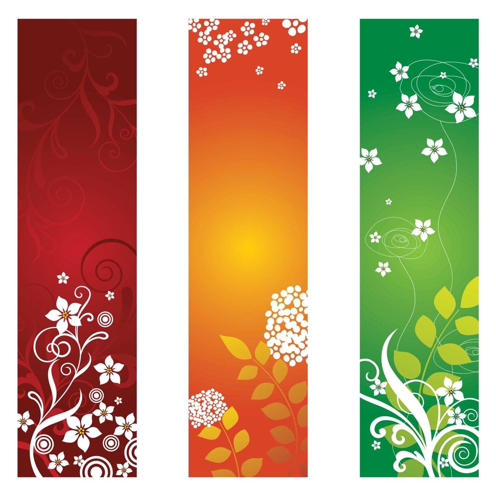 Set of three seasonal floral banners. This image is a  vector illustration.