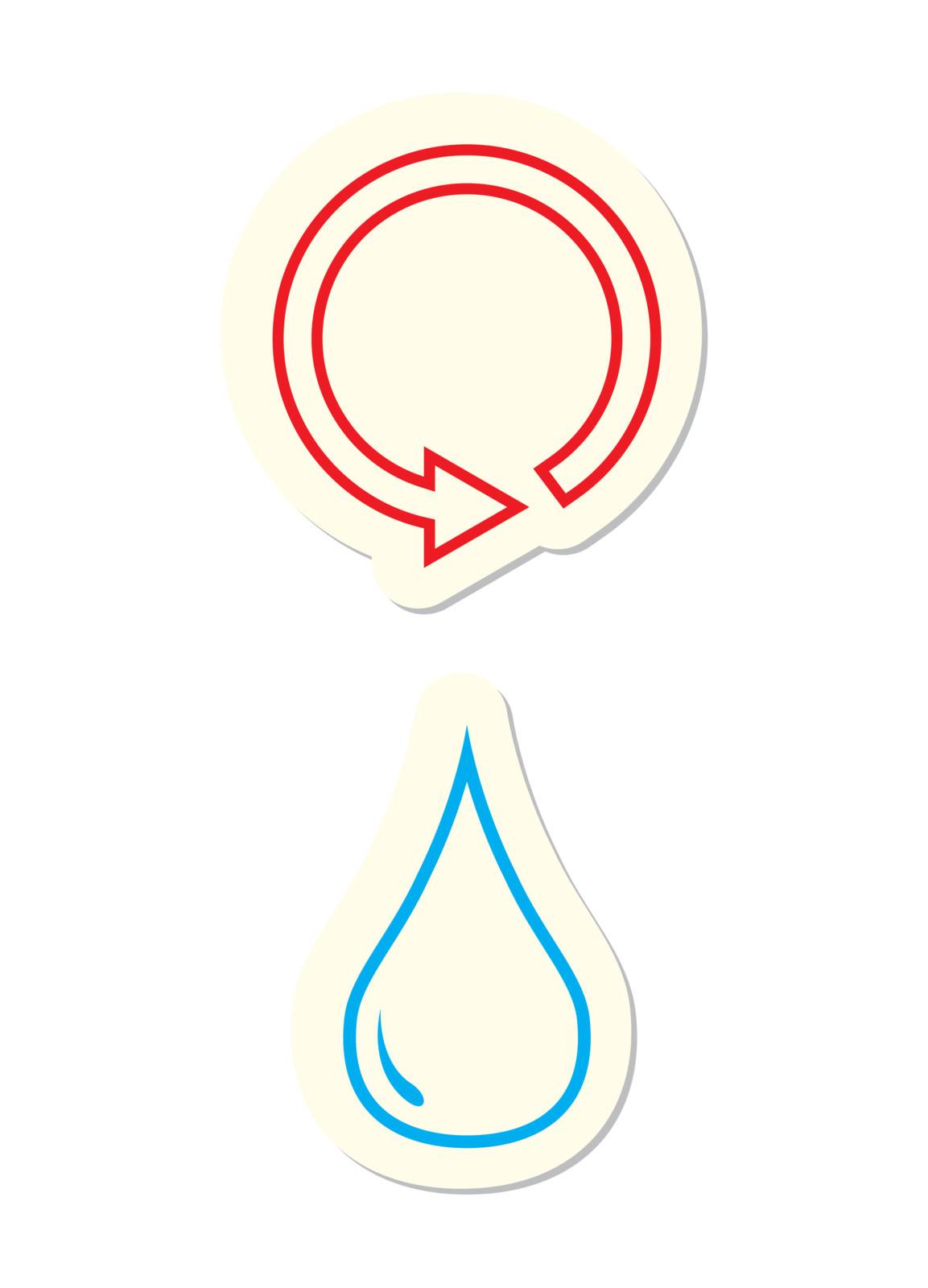 Drop and Arrow Icons on White Background