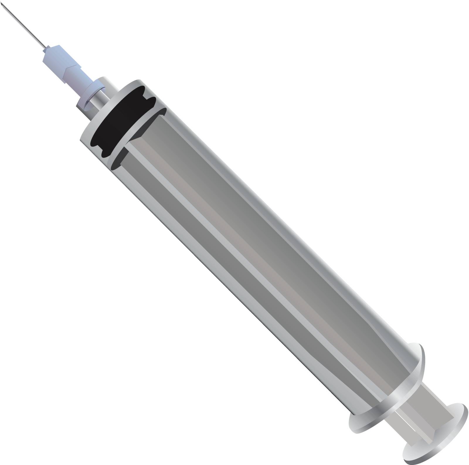 Medical syringe for injection. Disposable syringe. Vector illustration.