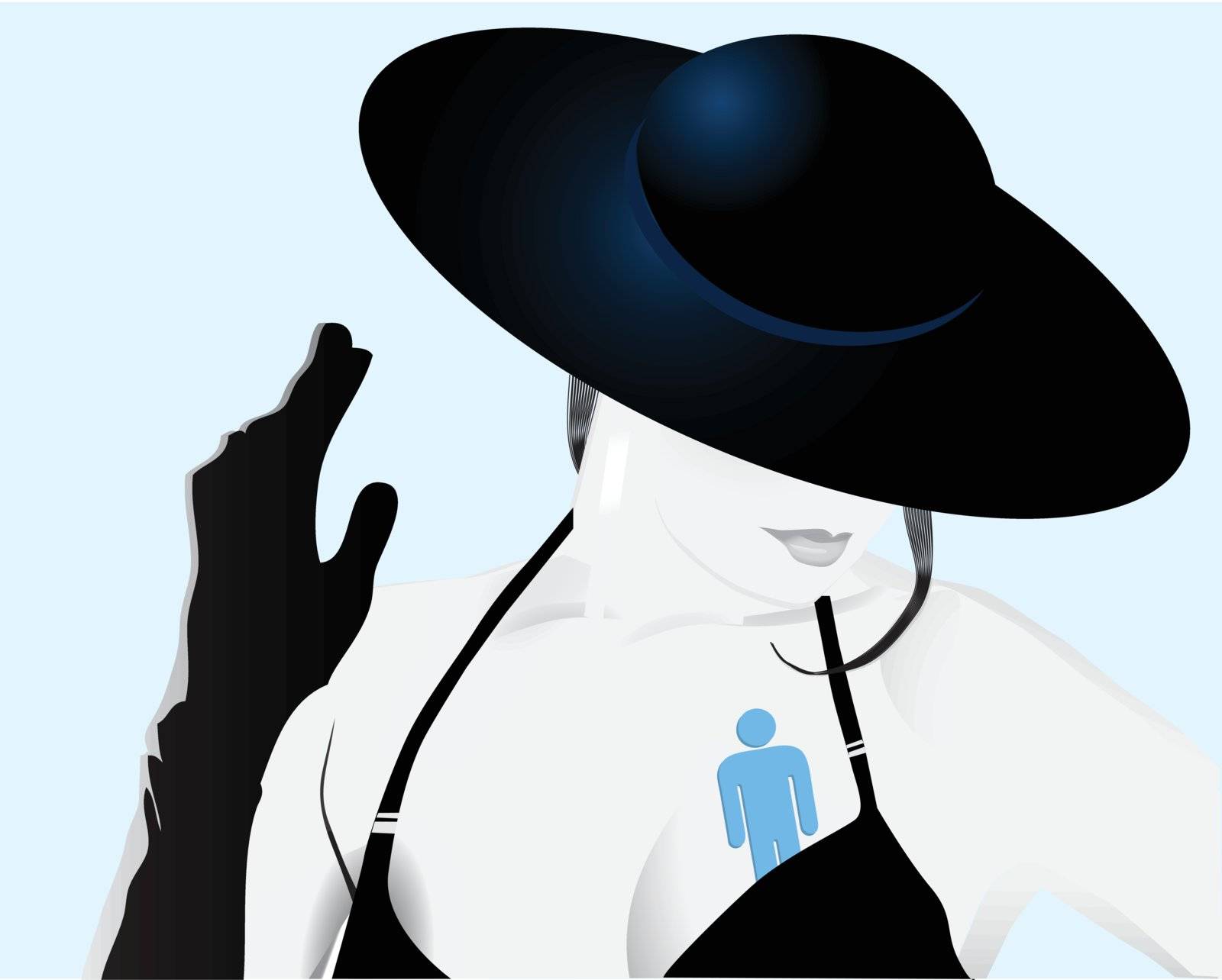 The symbol for the men cut a woman's dress. Vector illustration.