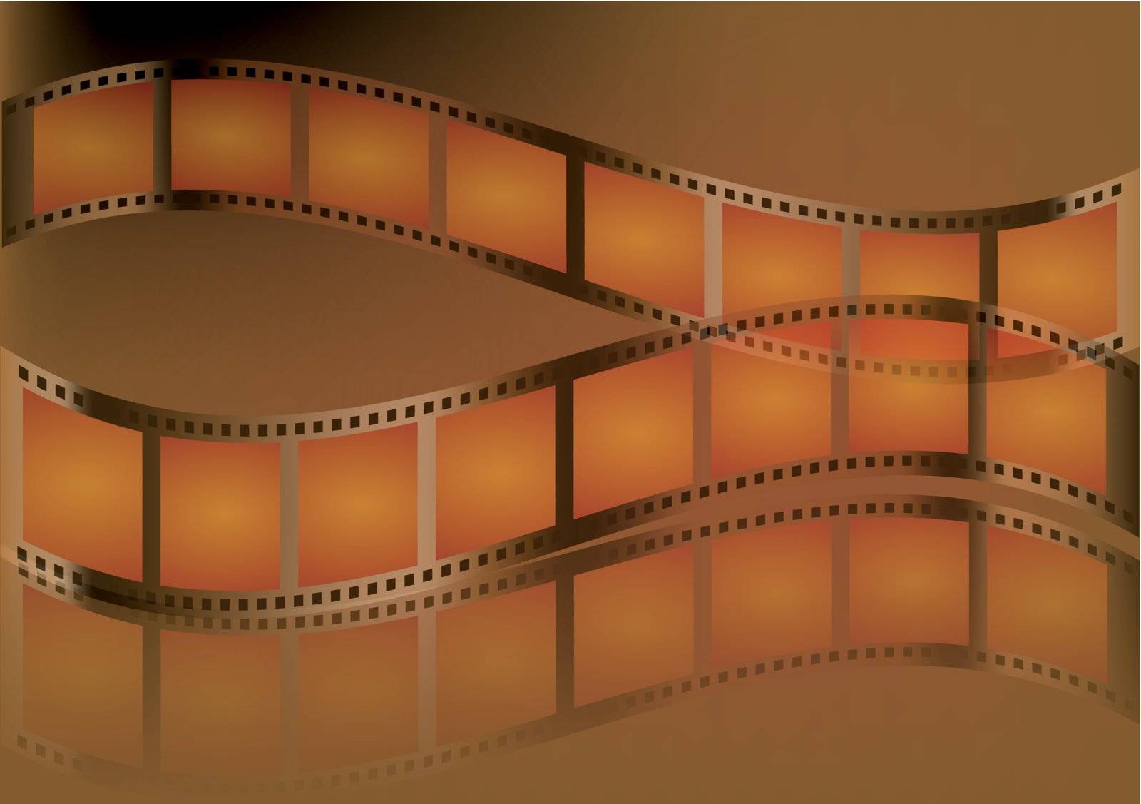 the photo film strip on a brown background