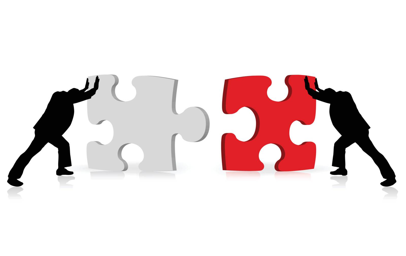business concept of achievement of success illustrated via puzzle togetherness  by xprmntl