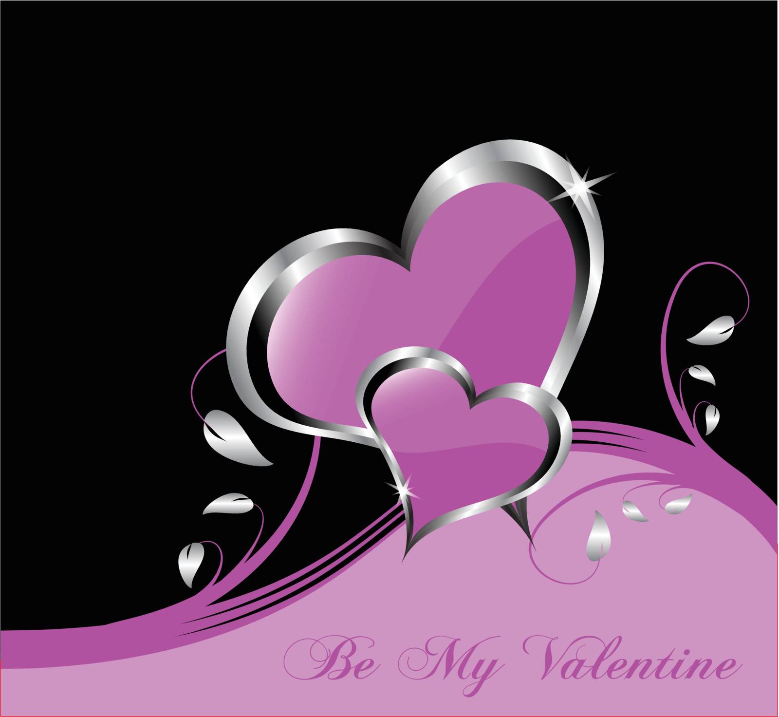 A vector valentines background  a large central hearts on a mauve background