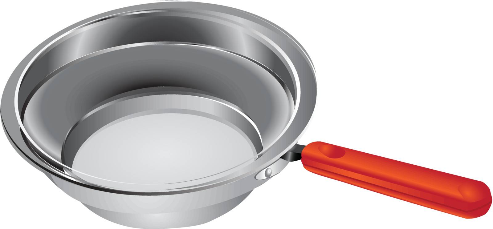 Stainless steel bowl with handle. Vector illustration.