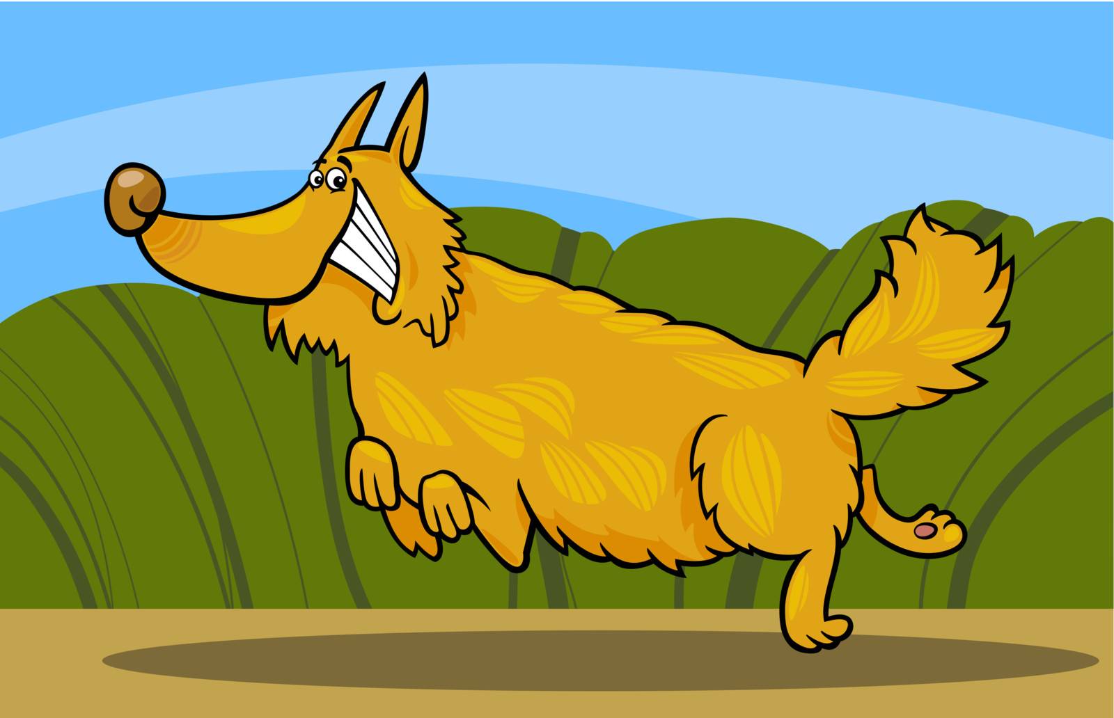 cartoon happy shaggy playful dog by izakowski