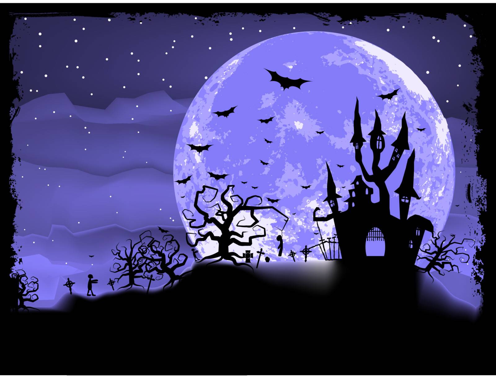 Halloween poster with zombie background. EPS 8 vector file included