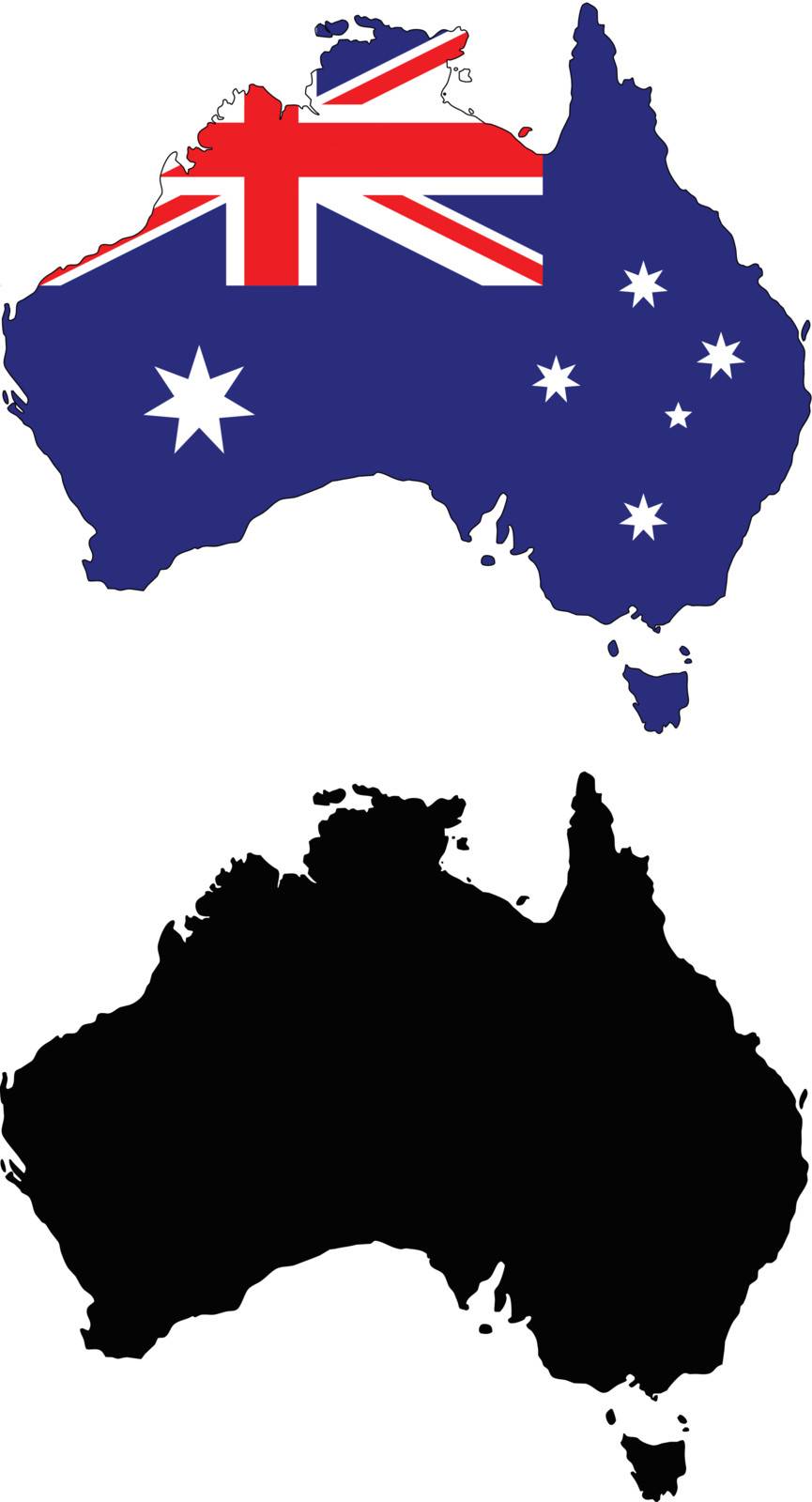 Vector illustration map and flag of Australia.