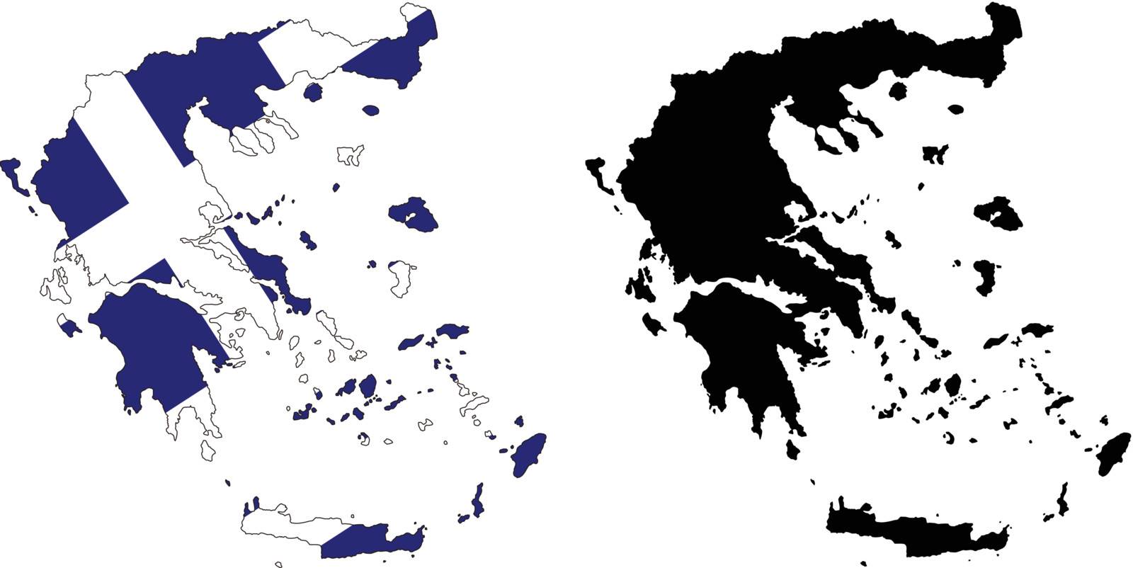 Vector illustration map and flag of Greece.