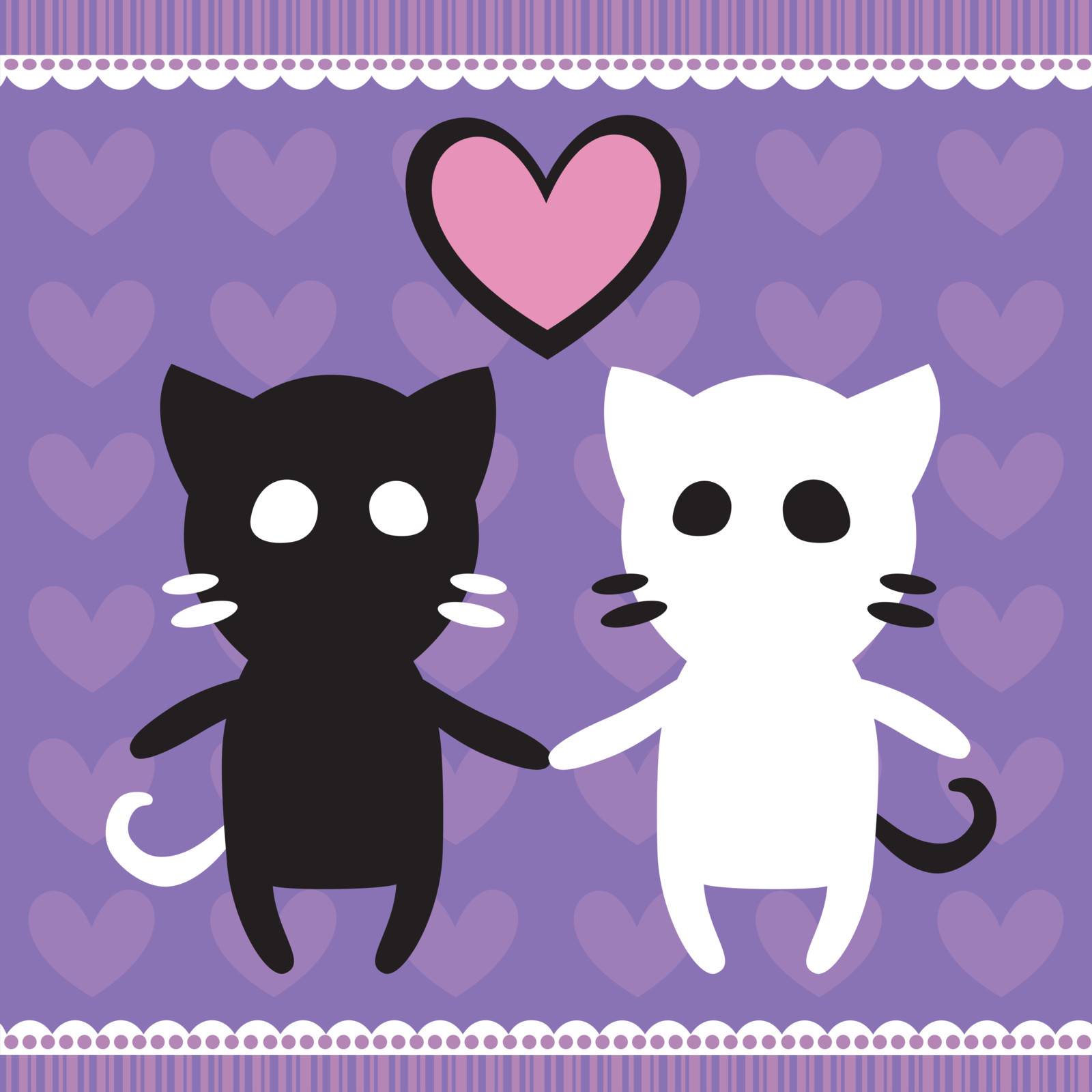 Two cats in love. Vector illustration.