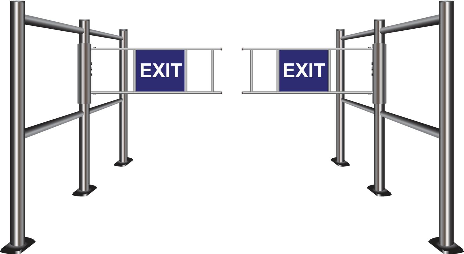Turnstile indicating the direction of the exit. Vector illustration.