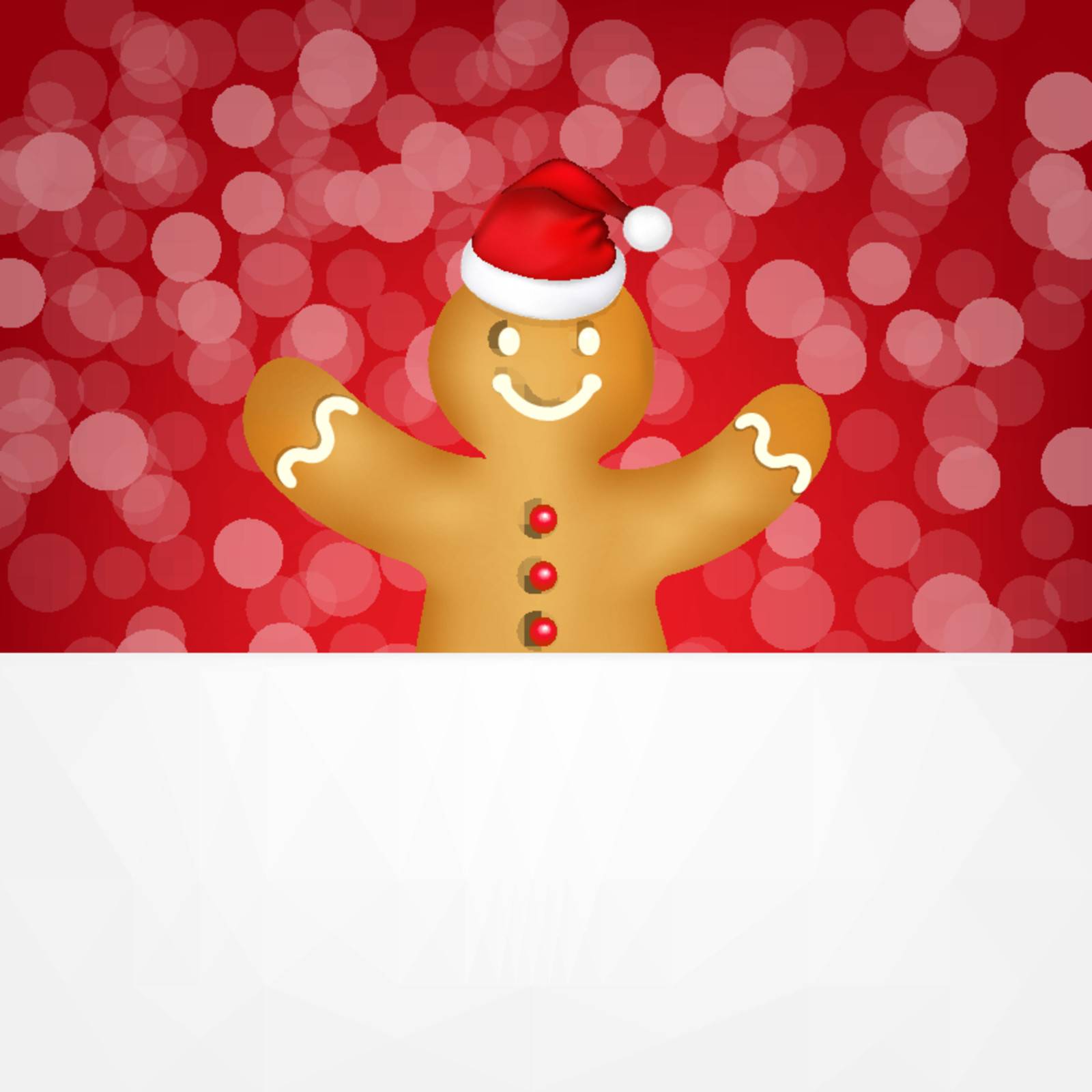 Gingerbread With Red Bokeh, With Gradient Mesh, Vector Illustration