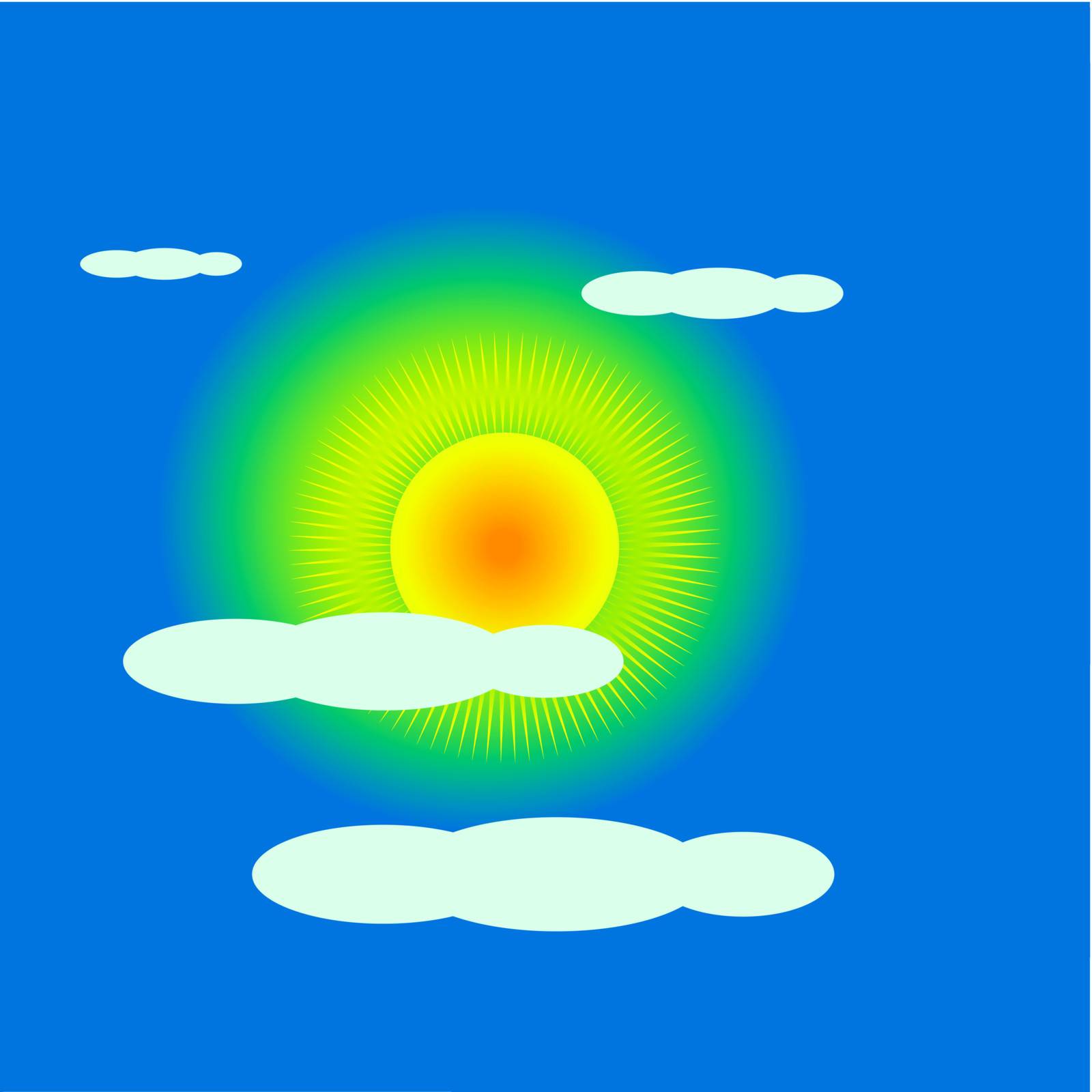 illustration with the sun goes behind a cloud for your design