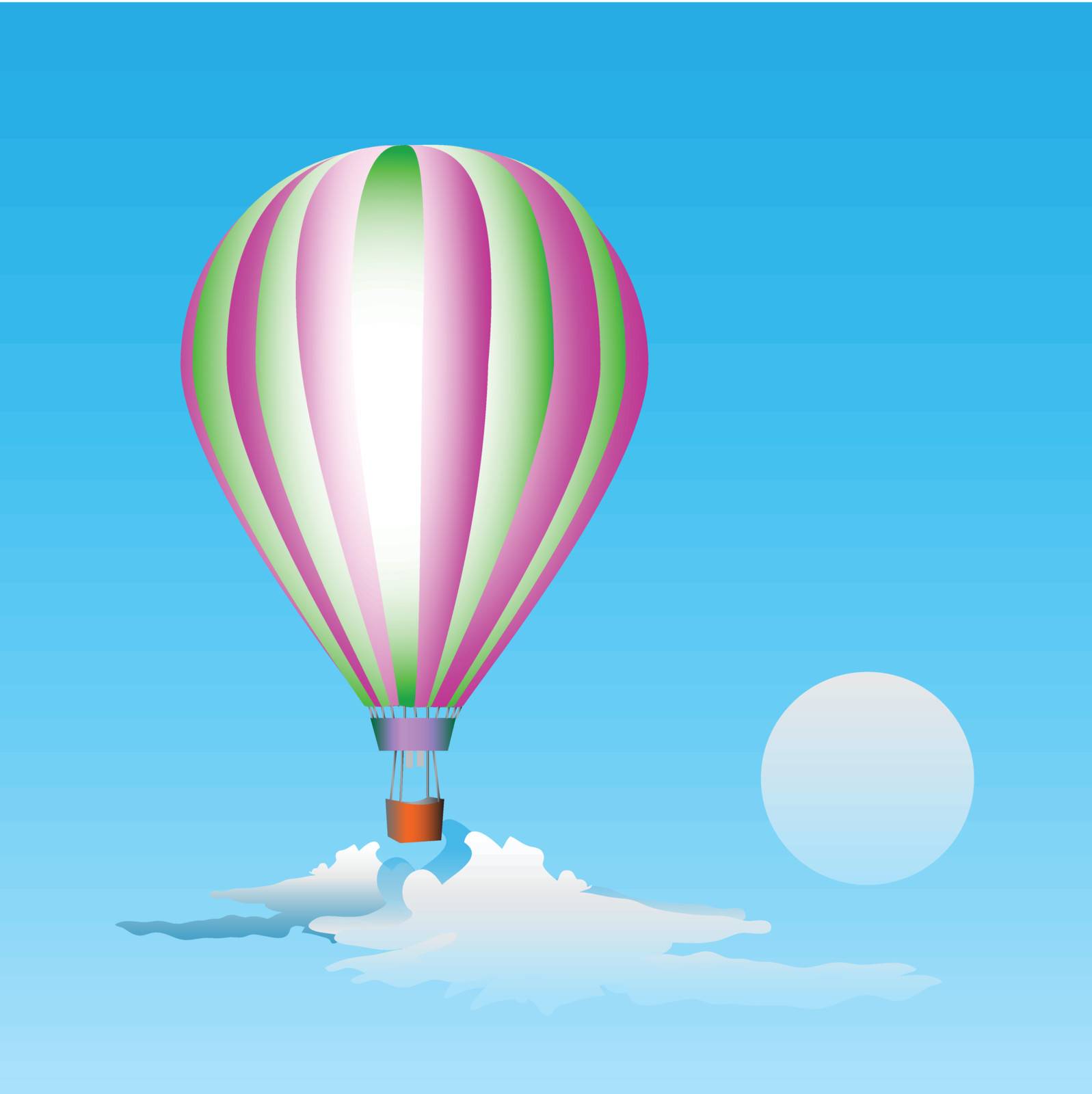 Air balloon in the sky. Vector illustration.