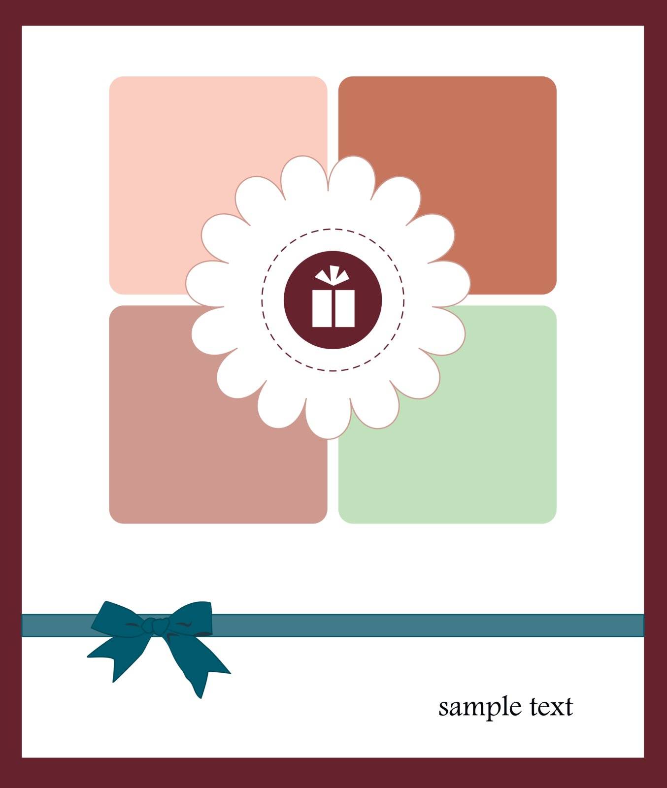 Vector illustration of a card with flower and a gift in it