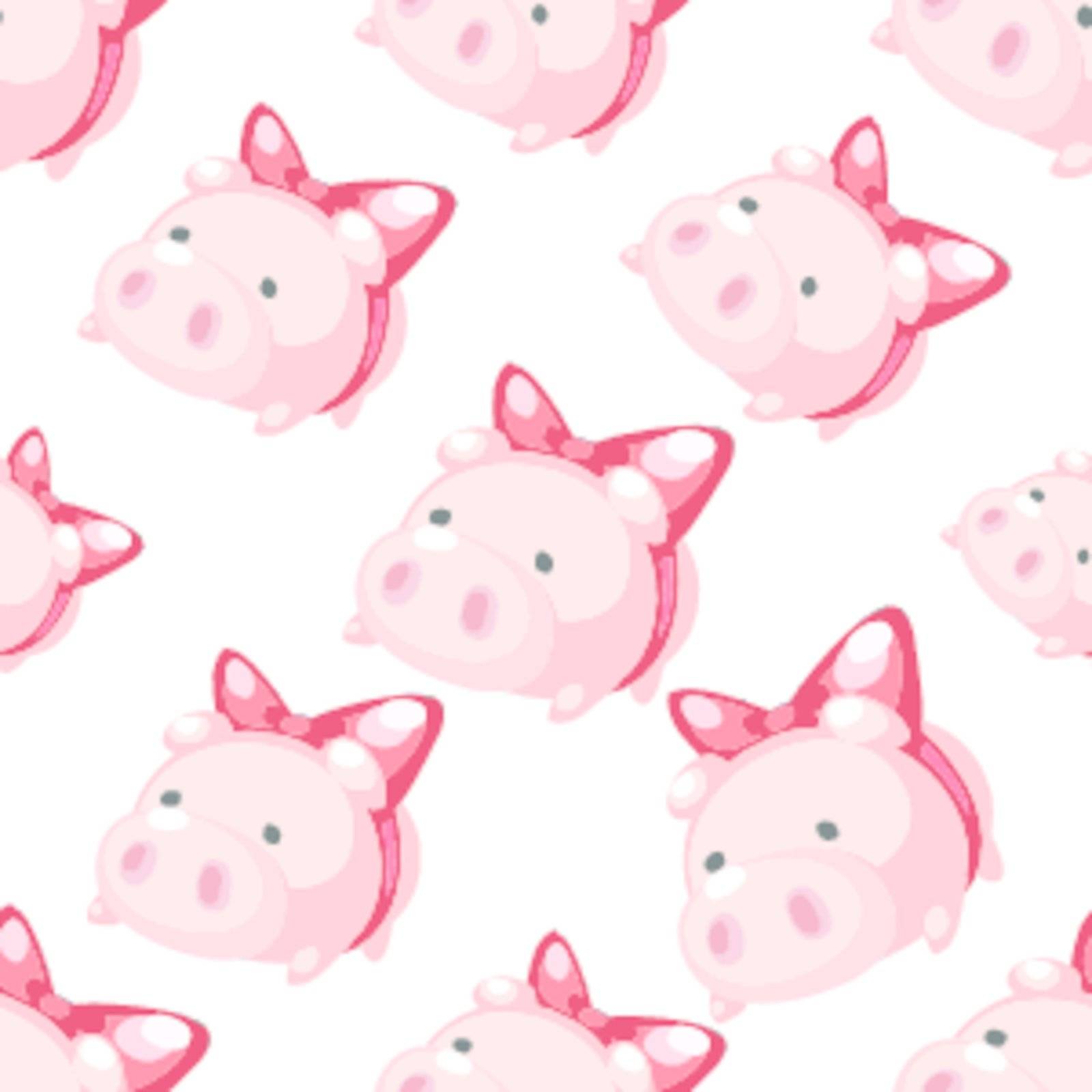 Adorable pigs with red ribbon on white background.