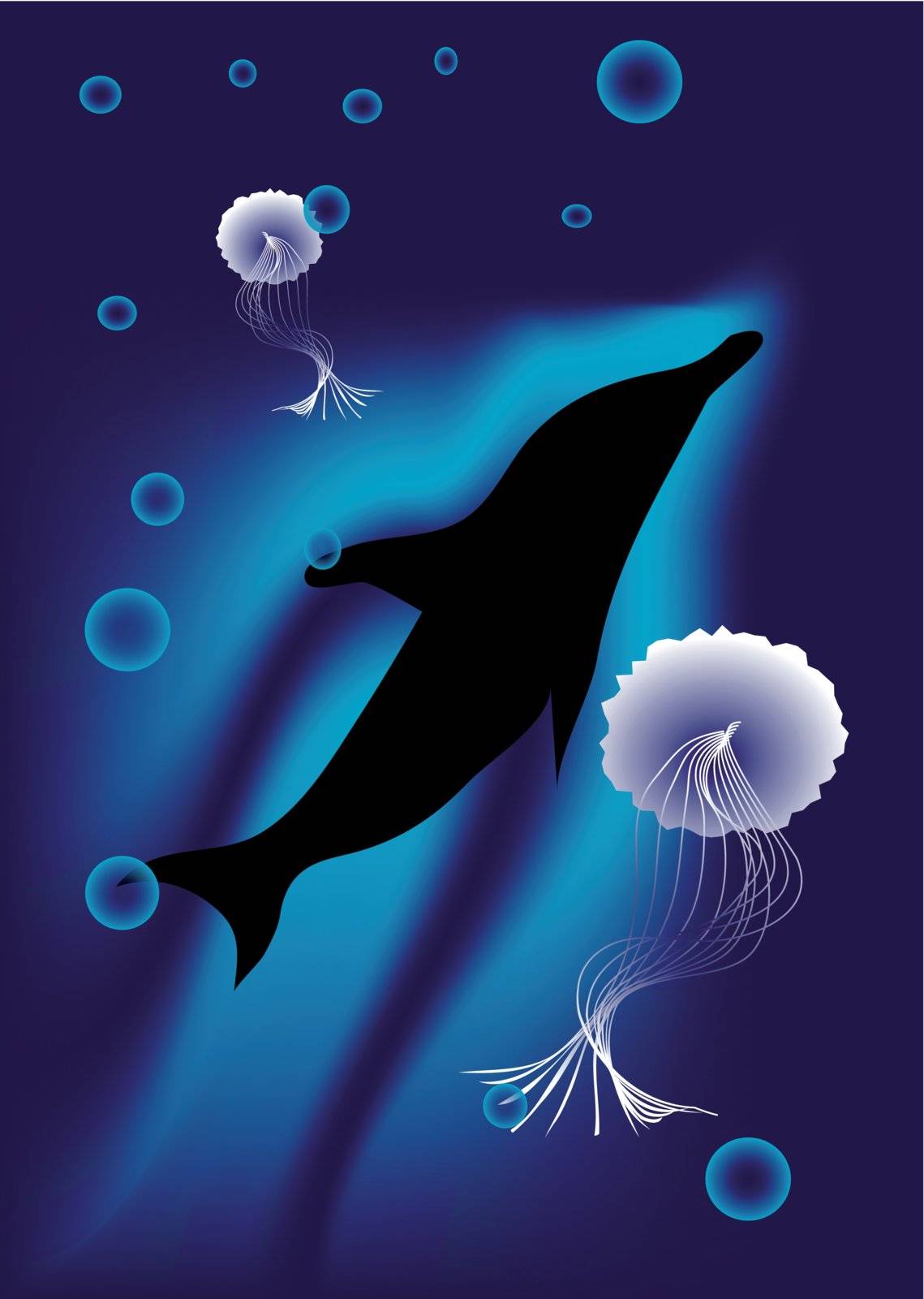 dolphin and jellyfish by arkela