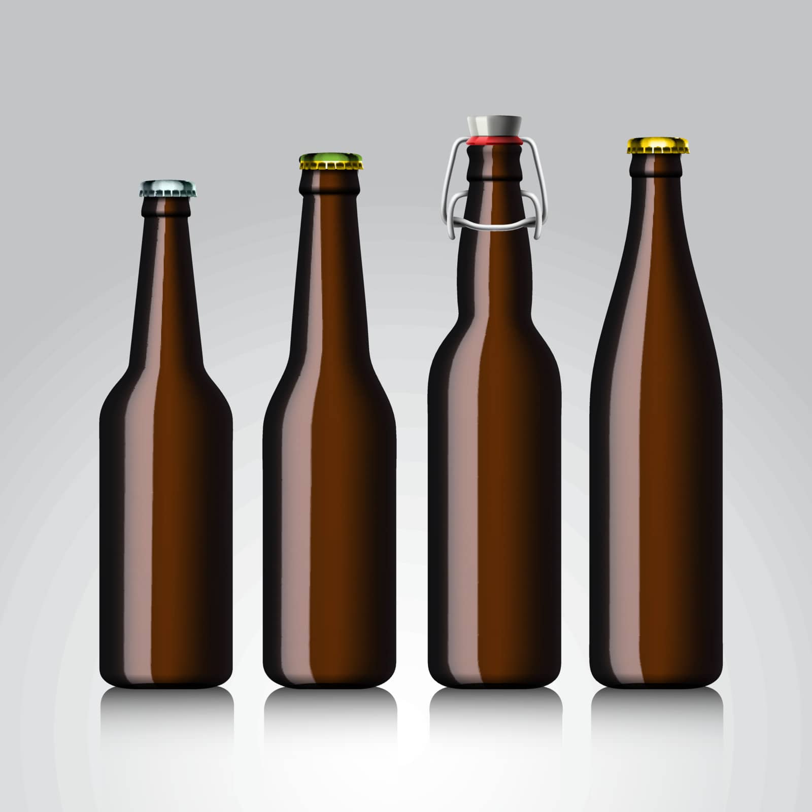 Beer bottle clear set with no label by ikopylov