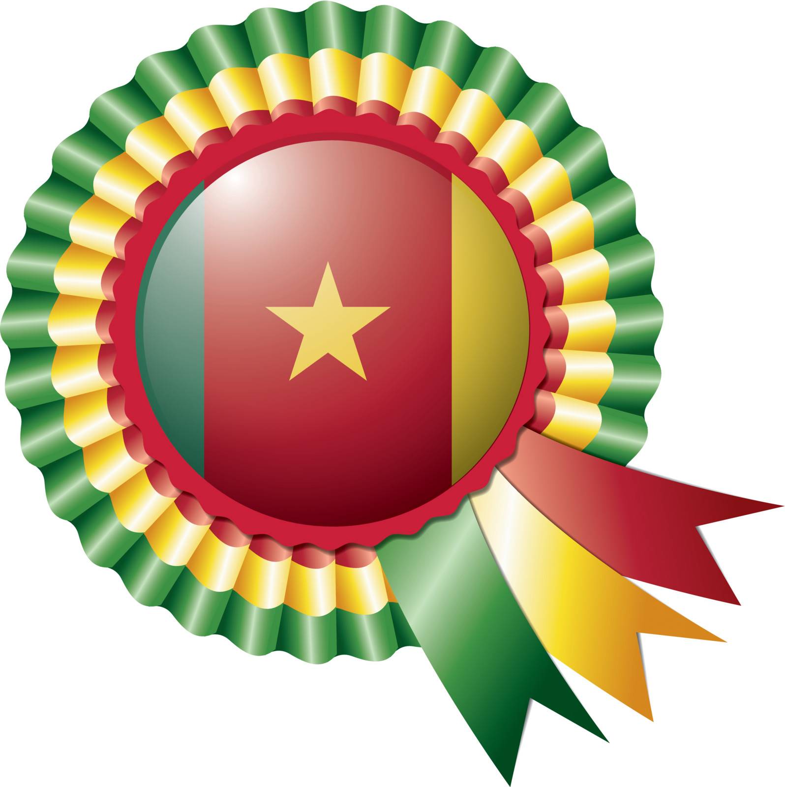 Cameroon detailed silk rosette flag, eps10 vector illustration