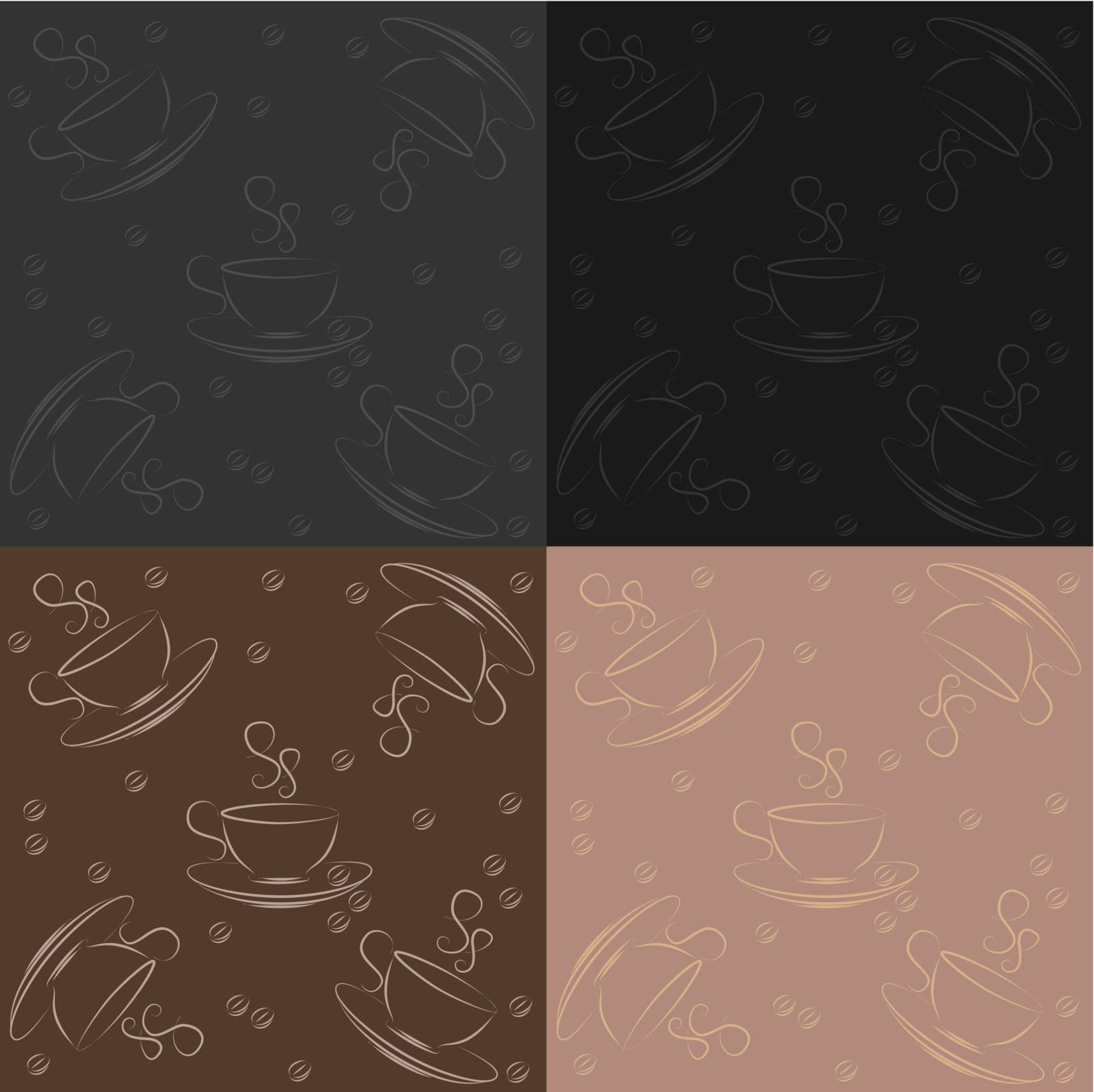 set of seamless patterns with cup of coffee by rodakm