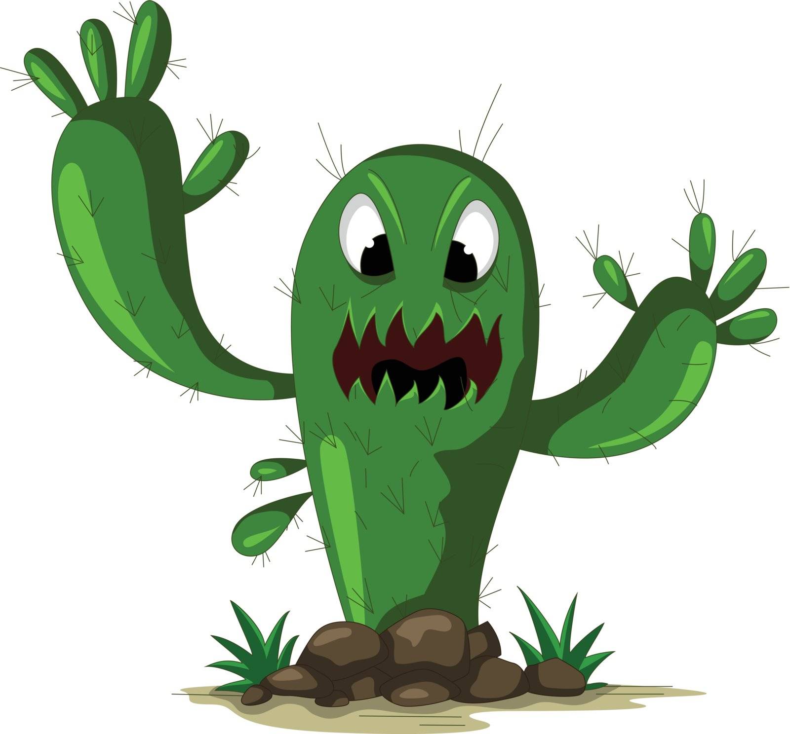 vector illustration of angry cactus