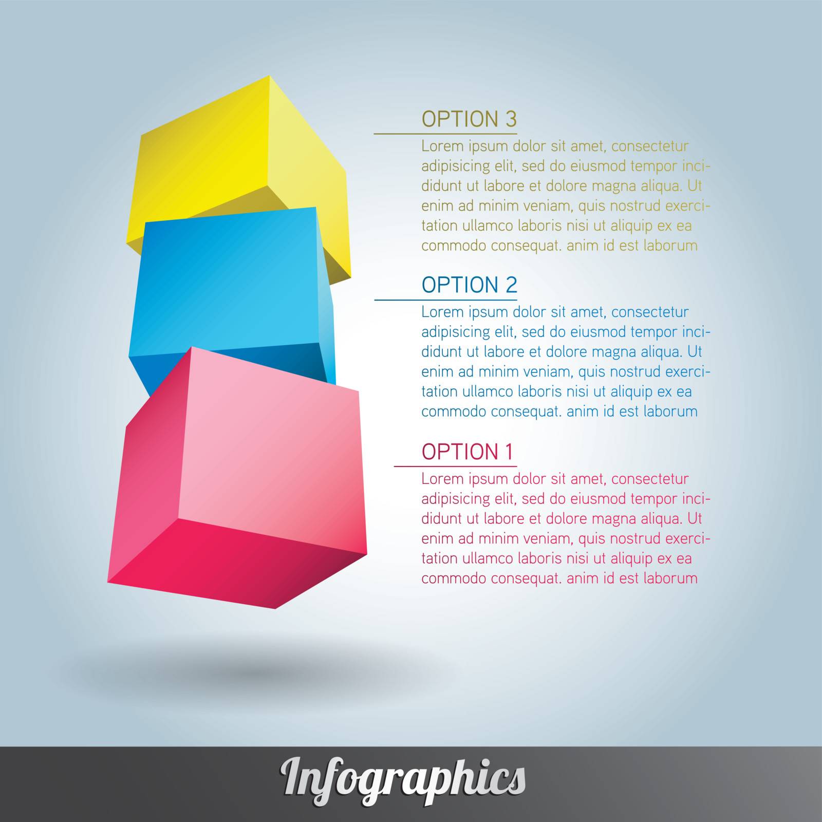 Cube infographics vector